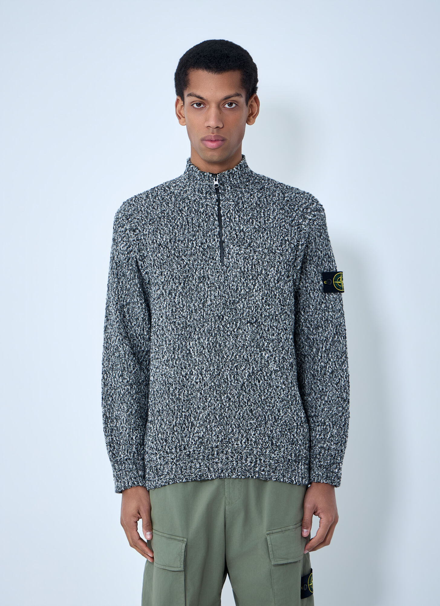 Stone Island Logo Patch Sweater - Man Knitwear Black Xxxl　Stone Island ロゴ パッチ セーター - メンズ ニットウェア ブラック Xxxl Stone