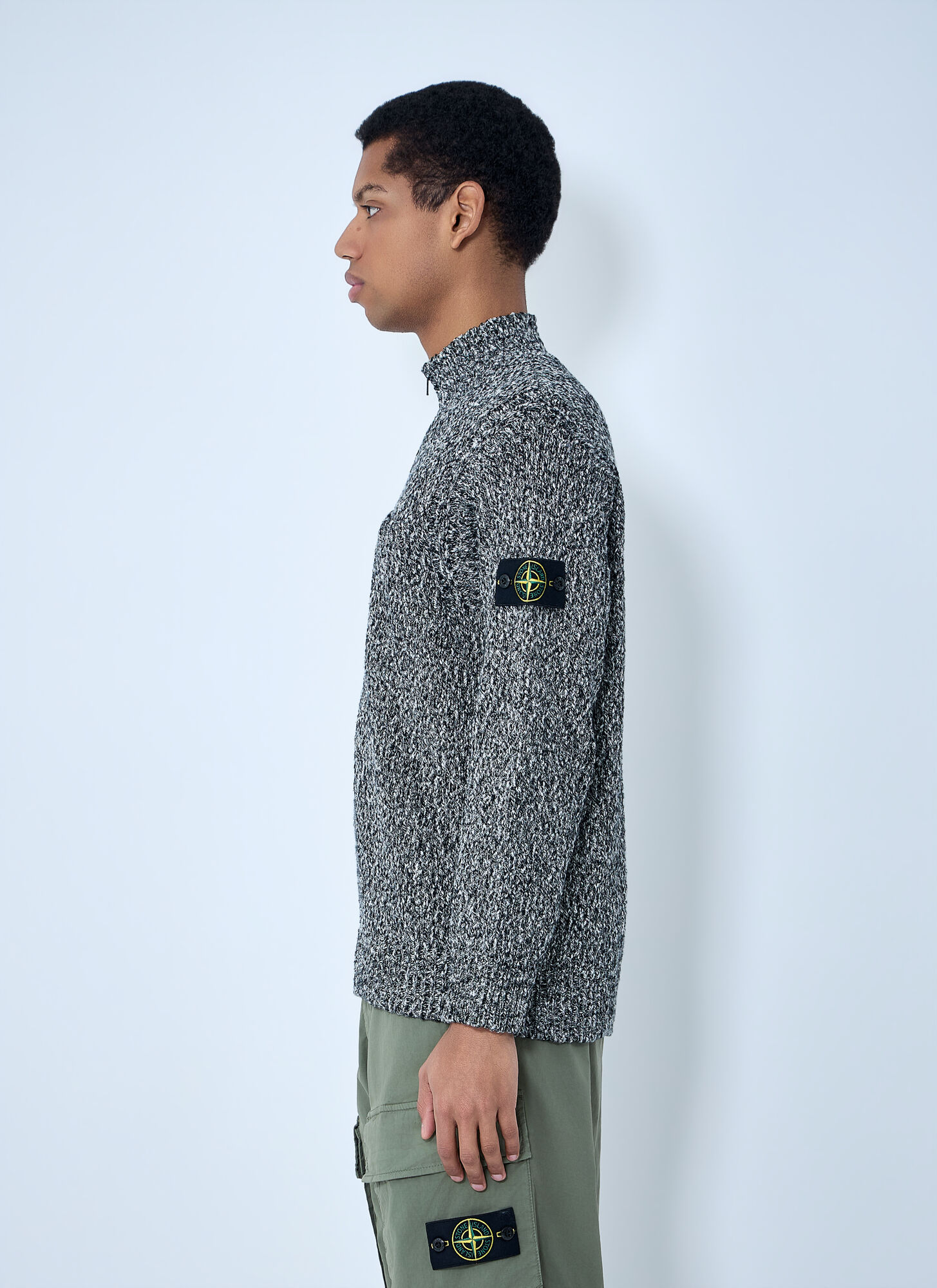  Stone Island Stone Island Logo Patch Sweater - Mann Strick Black Xxxl 