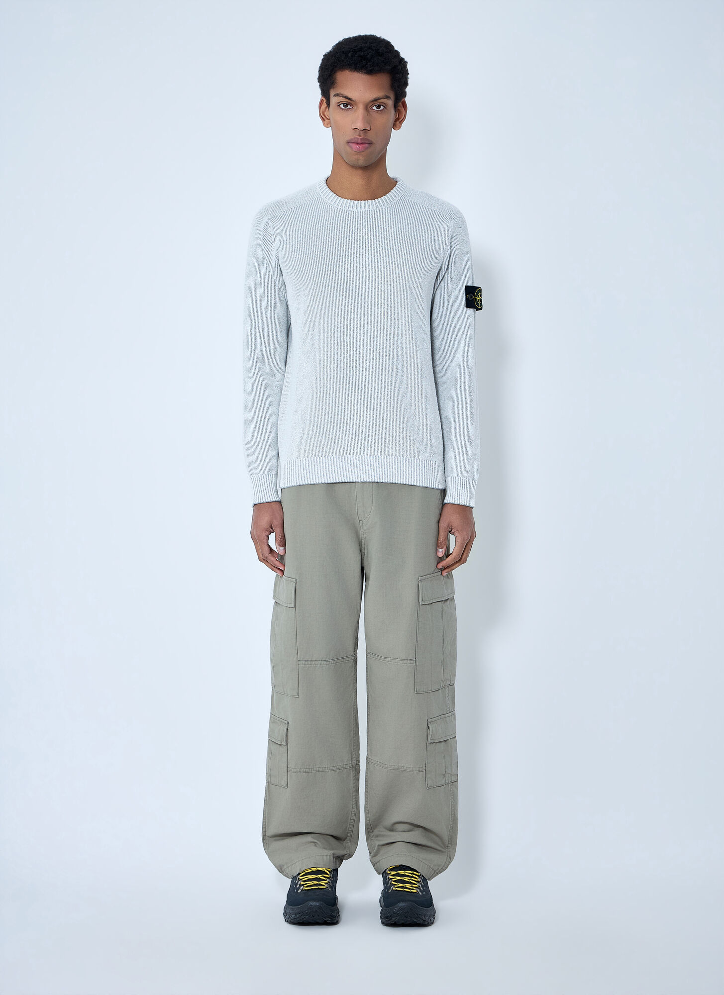  Stone Island Stone Island Ribbed Knit Crewneck Sweater - Mann Strick Grey L 