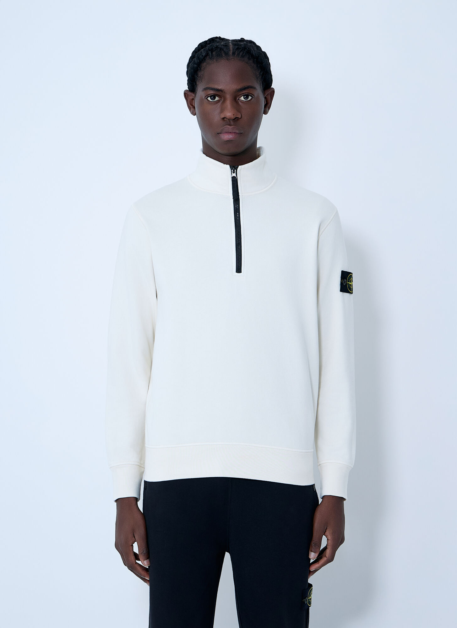 Stone Island Men's Ivory Logo Patch Sweater - Man Sweatshirts L