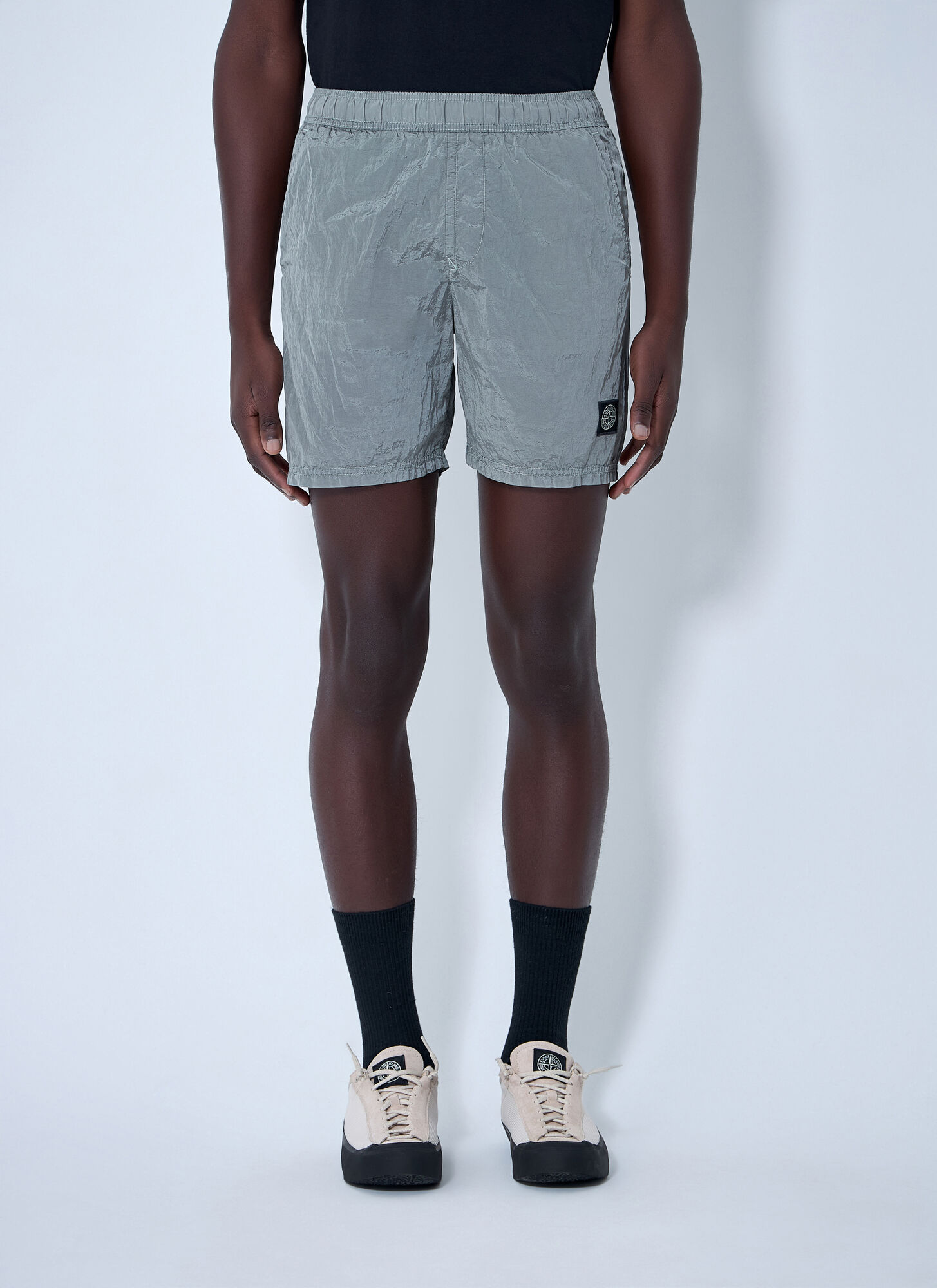 Stone Island Men's Grey Logo Patch Shorts - Man Shorts M