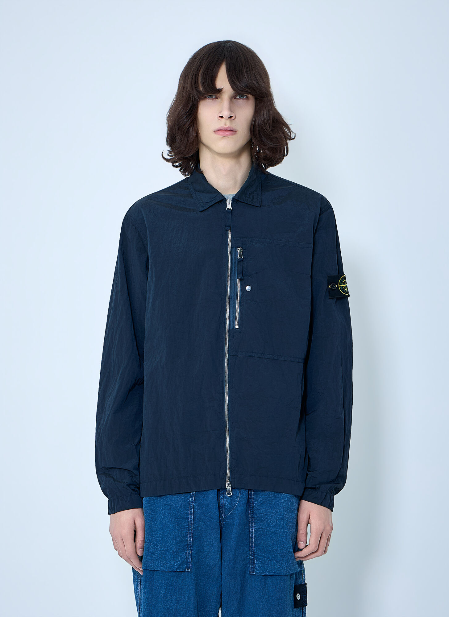 Stone Island Zip-front Jacket - Man Jackets Blue L　Stone Island ジップフロント ジャケット - マンジャケット ブルー L Stone