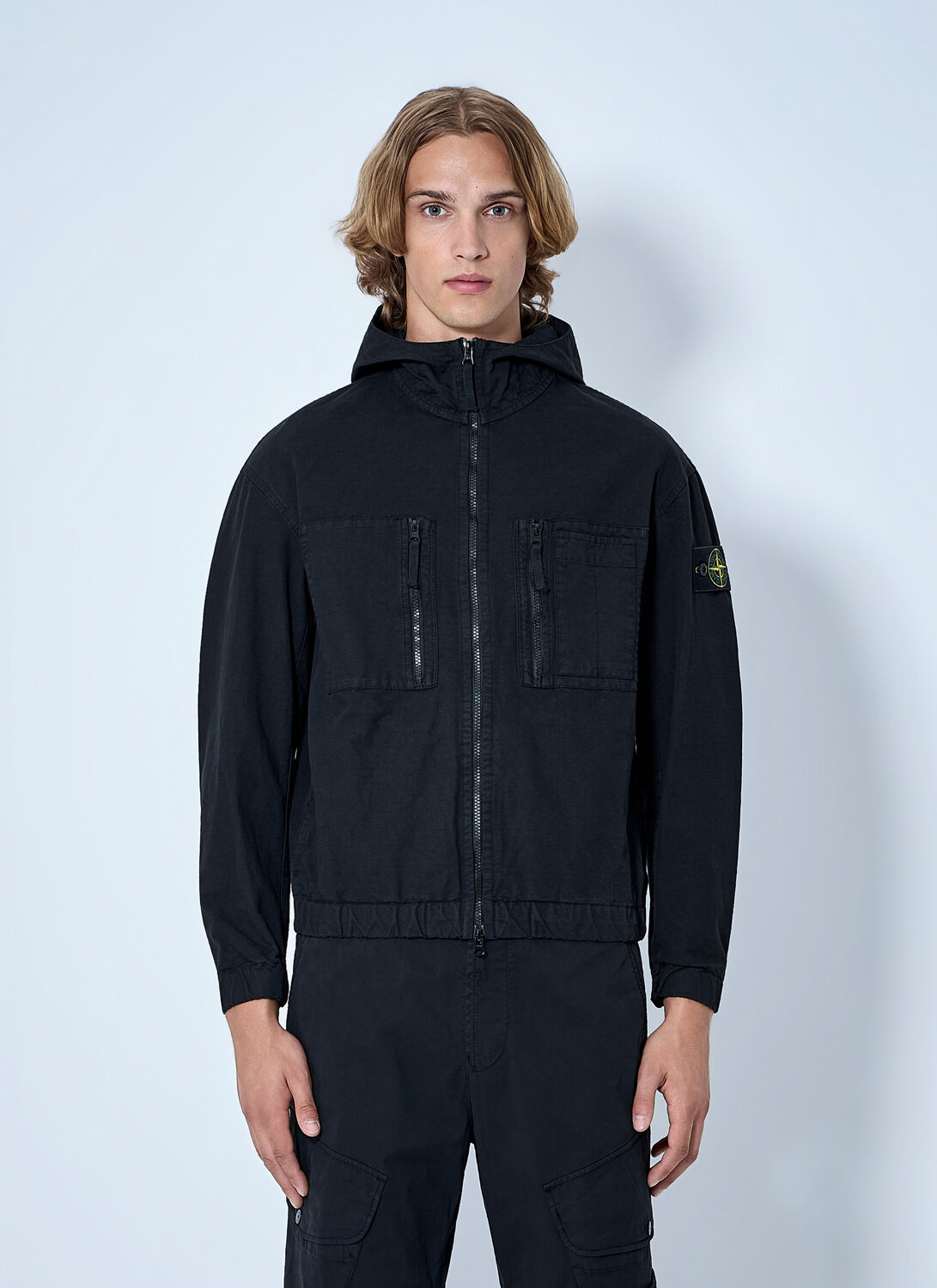 Stone Island Hooded Utility Jacket - Man Jackets Black L