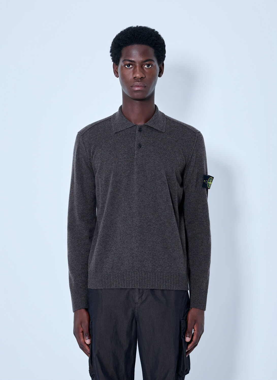 Stone Island Long Sleeve Polo - Man Polo Shirts Brown S