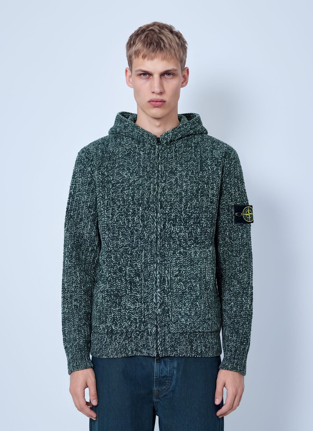 Stone Island Knit Zip-up Hoodie - Man Knitwear Green S