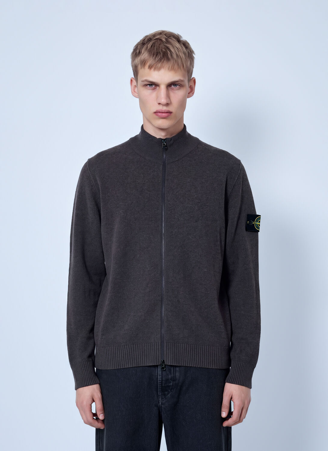 Stone Island Zip-up Wool Cardigan - Man Knitwear Dark Grey Xxl