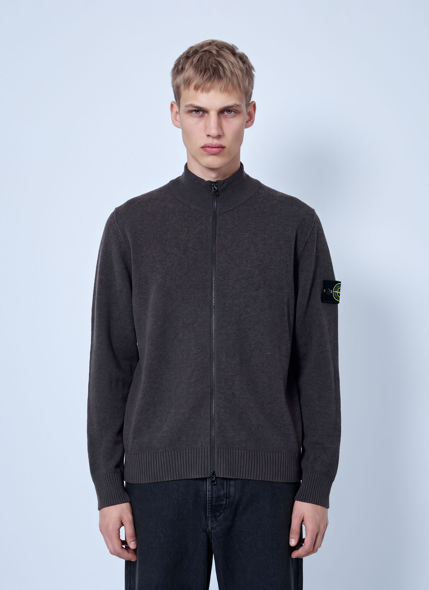Stone Island Zip-up Wool Cardigan - Man Knitwear Dark Grey Xxl