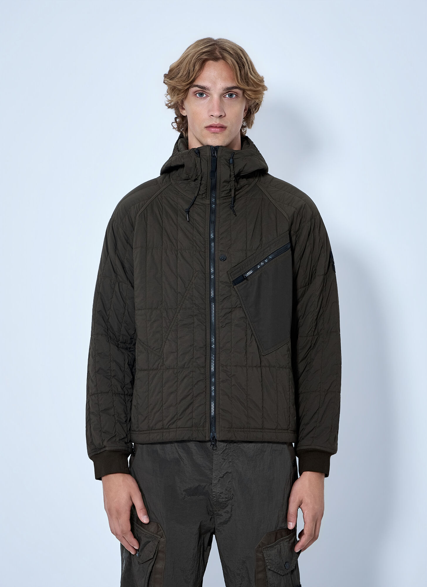 Stone Island Quilted Hooded Jacket - Man Jackets Brown M