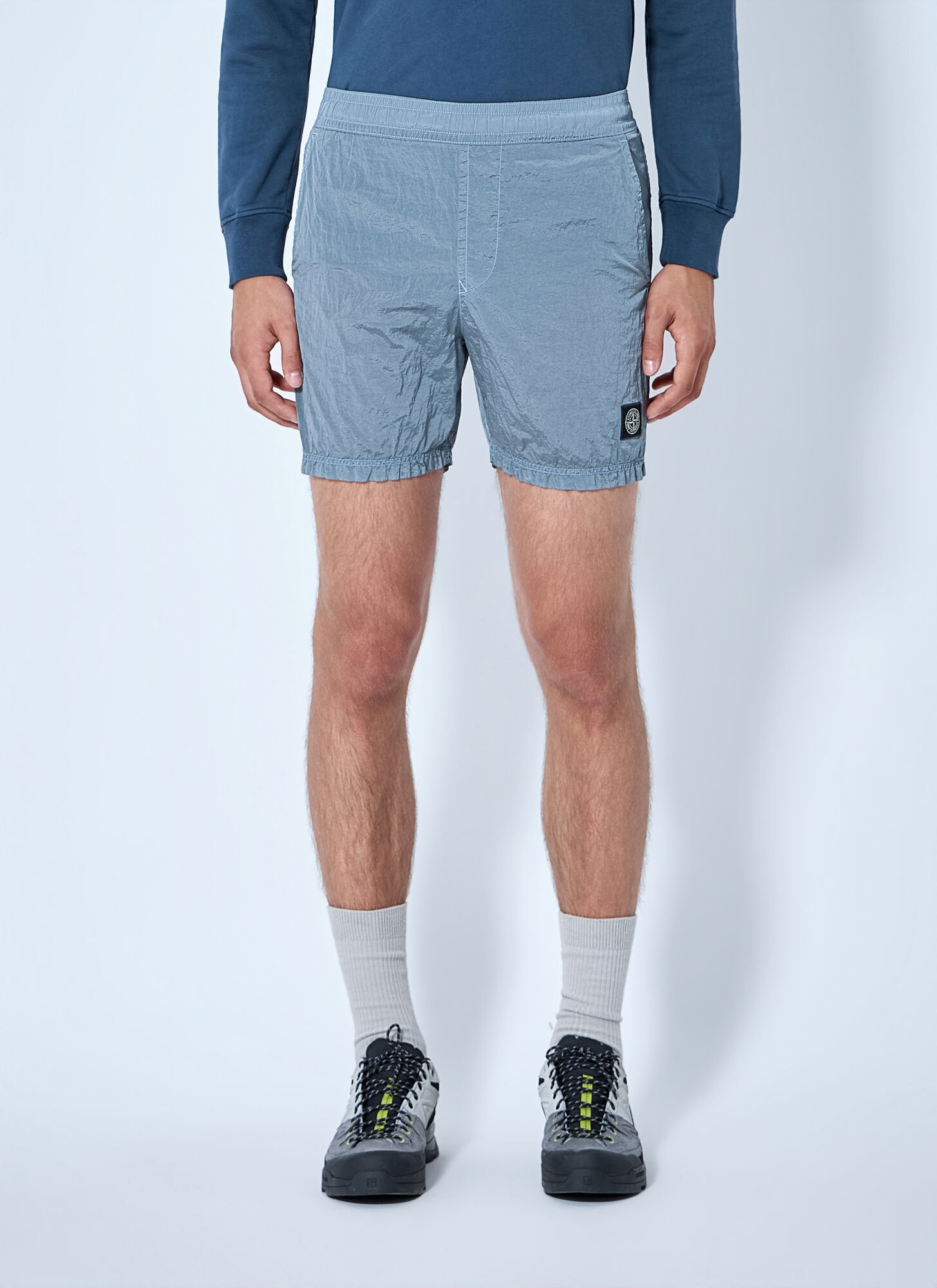 Stone Island Elasticated Waistband Shorts - Man Shorts Light Blue M　Stone Island 伸縮性ウエストバンド ショーツ - マン ショーツ ライトブルー M Stone