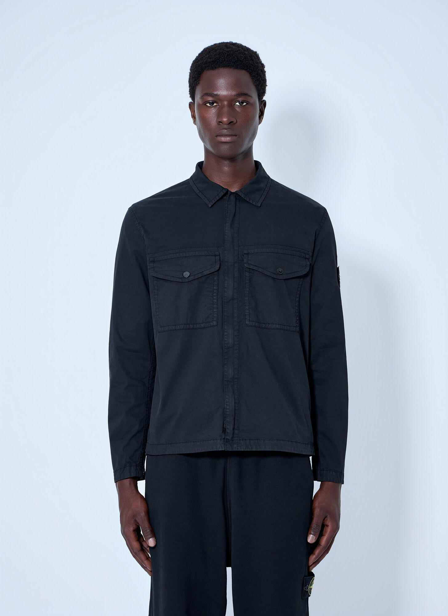 Stone Island Button-down Cotton Shirt - Man Shirts Black M Stone