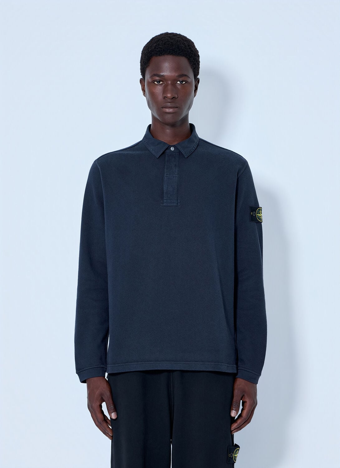 Stone Island Long Sleeve Polo Shirt - Man Polo Shirts Navy S