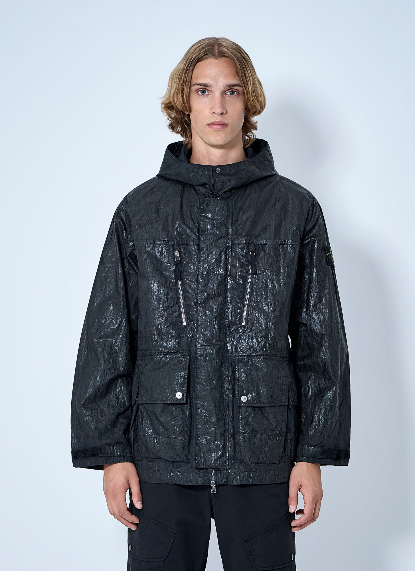 Stone Island Men's Black Hooded Technical Jacket - Man Jackets Xxl