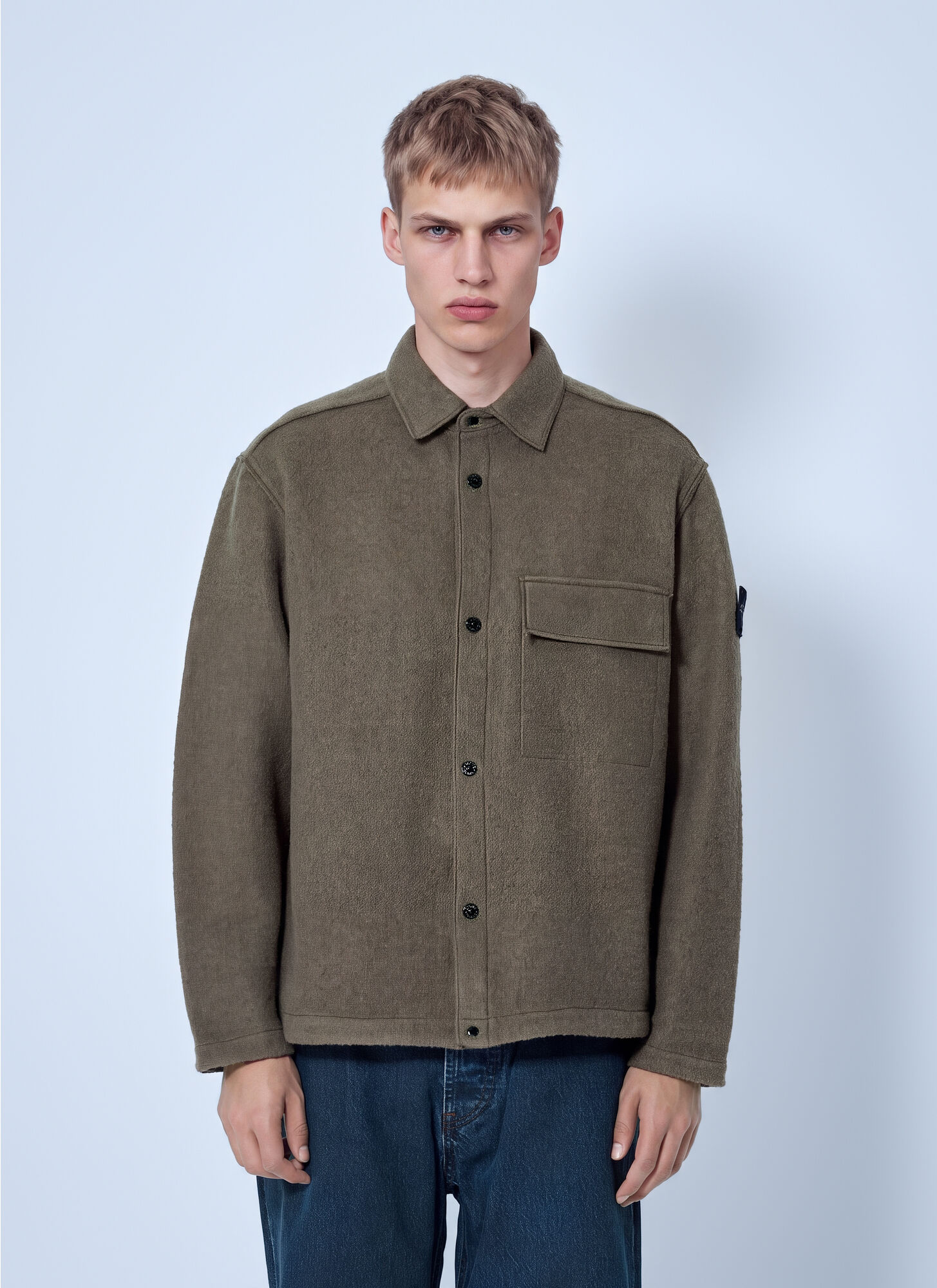 Stone Island Uomo Marrone Wool Shirt Jacket - Man Jackets M