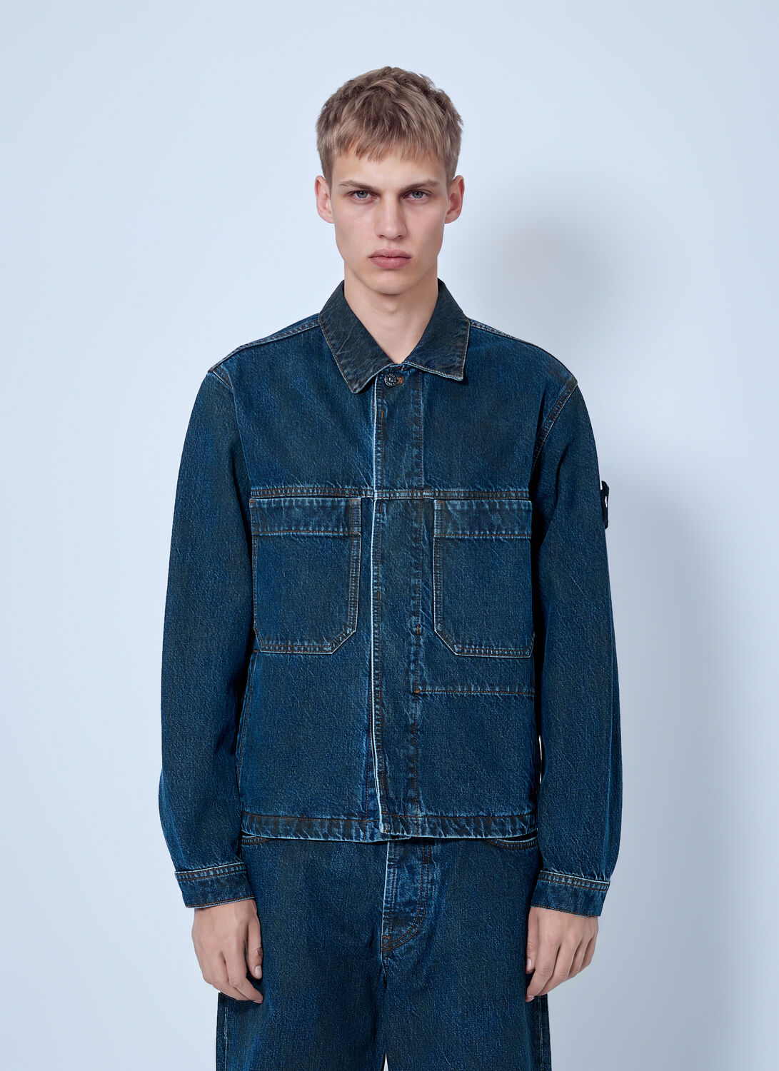 Stone Island Denim Jacket - Man Jackets Blue Xxl
