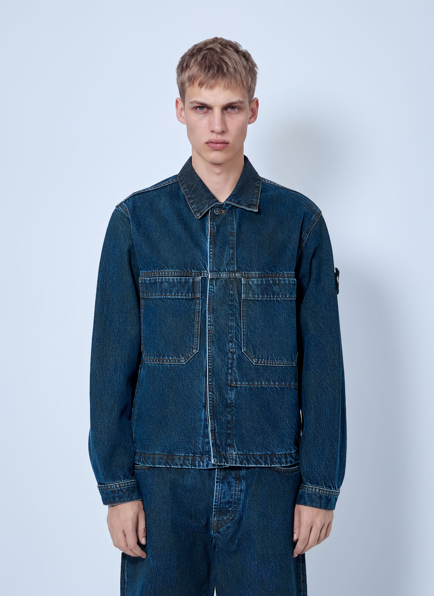 Stone Island , Denim Jackets, Male, Blue, Xl, Denim Jacket - Image 3