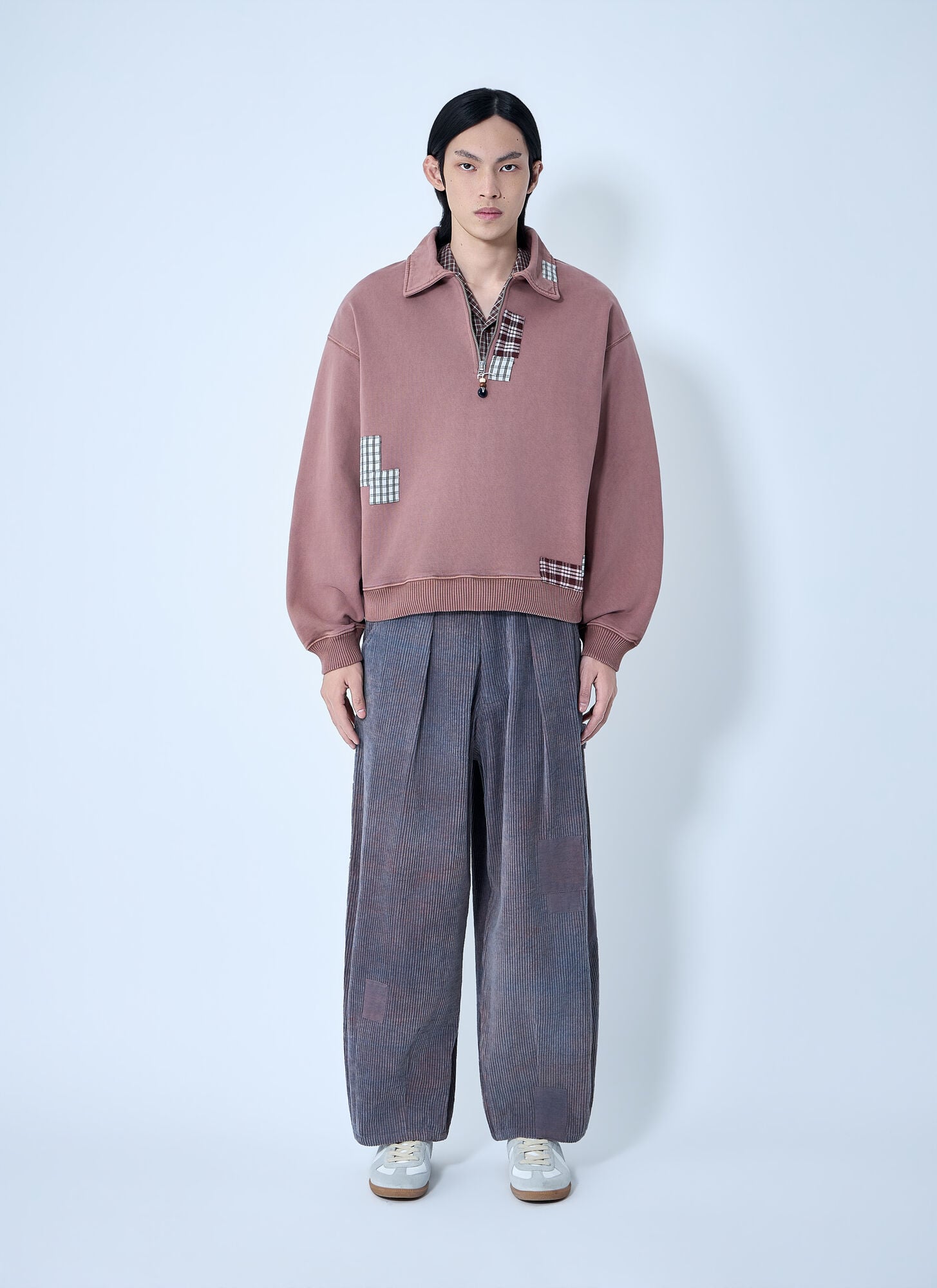  Story Mfg. Story Mfg. Geo Patchwork Sweatshirt - Mann Sweatshirts Purple S 
