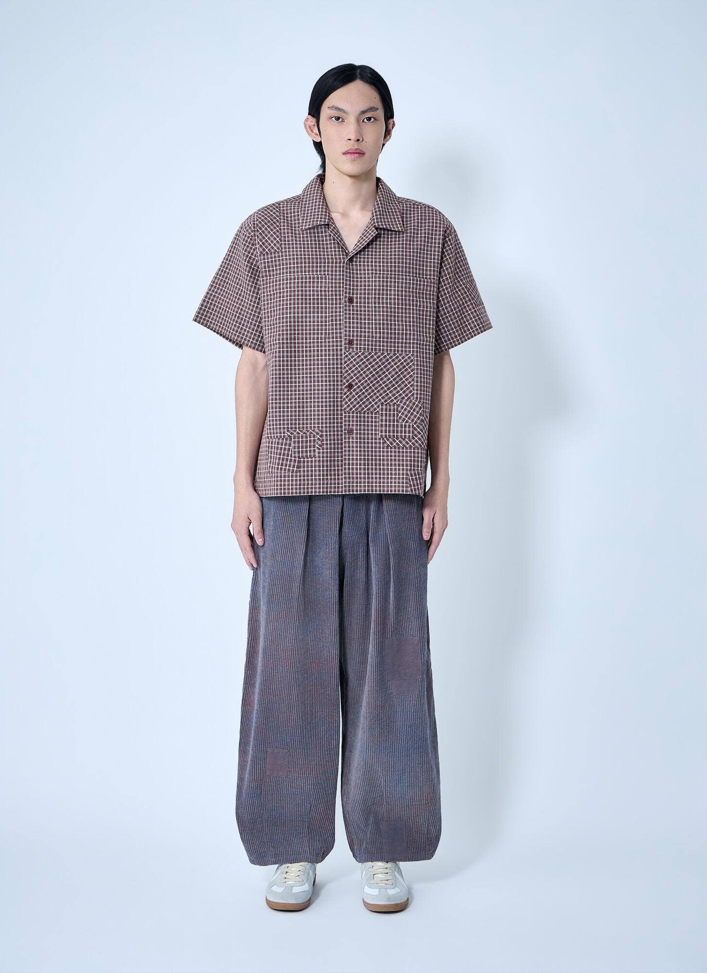  Story Mfg. Story Mfg. Checkered Short Sleeve Shirt - Mann Hemden Brown M 