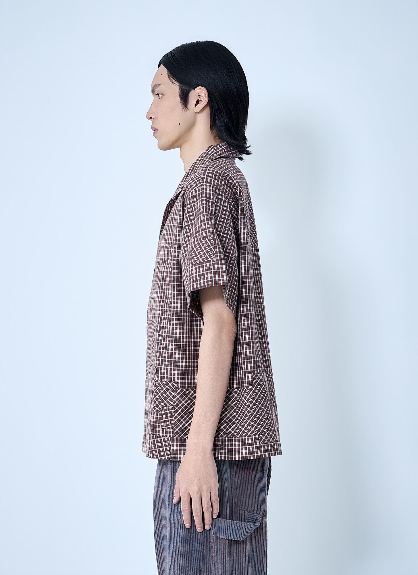  Story Mfg. Story Mfg. Checkered Short Sleeve Shirt - Mann Hemden Brown M 