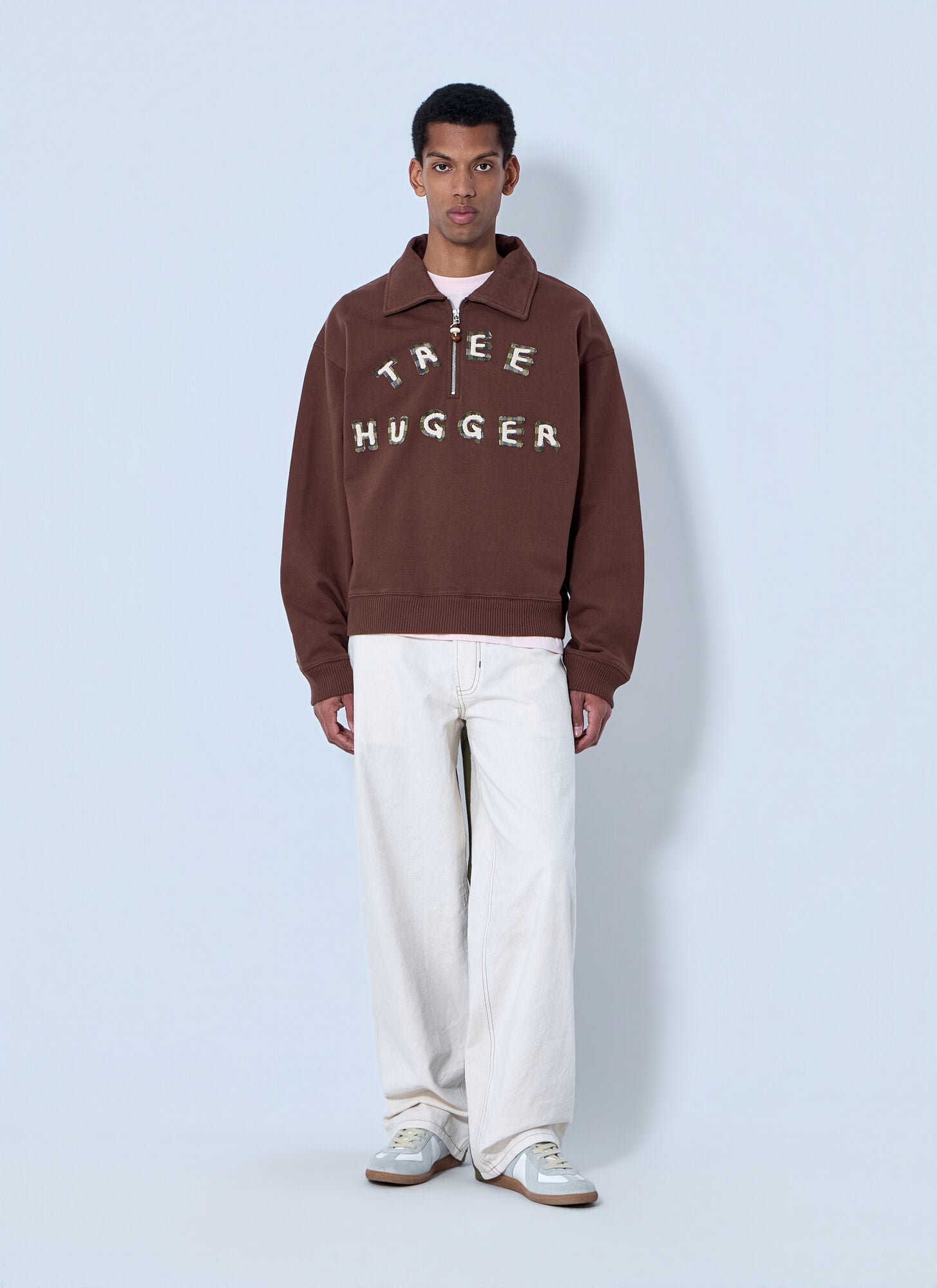  Story Mfg Story Mfg Half-zip Collared Sweatshirt - Mann Sweatshirts Brown S 