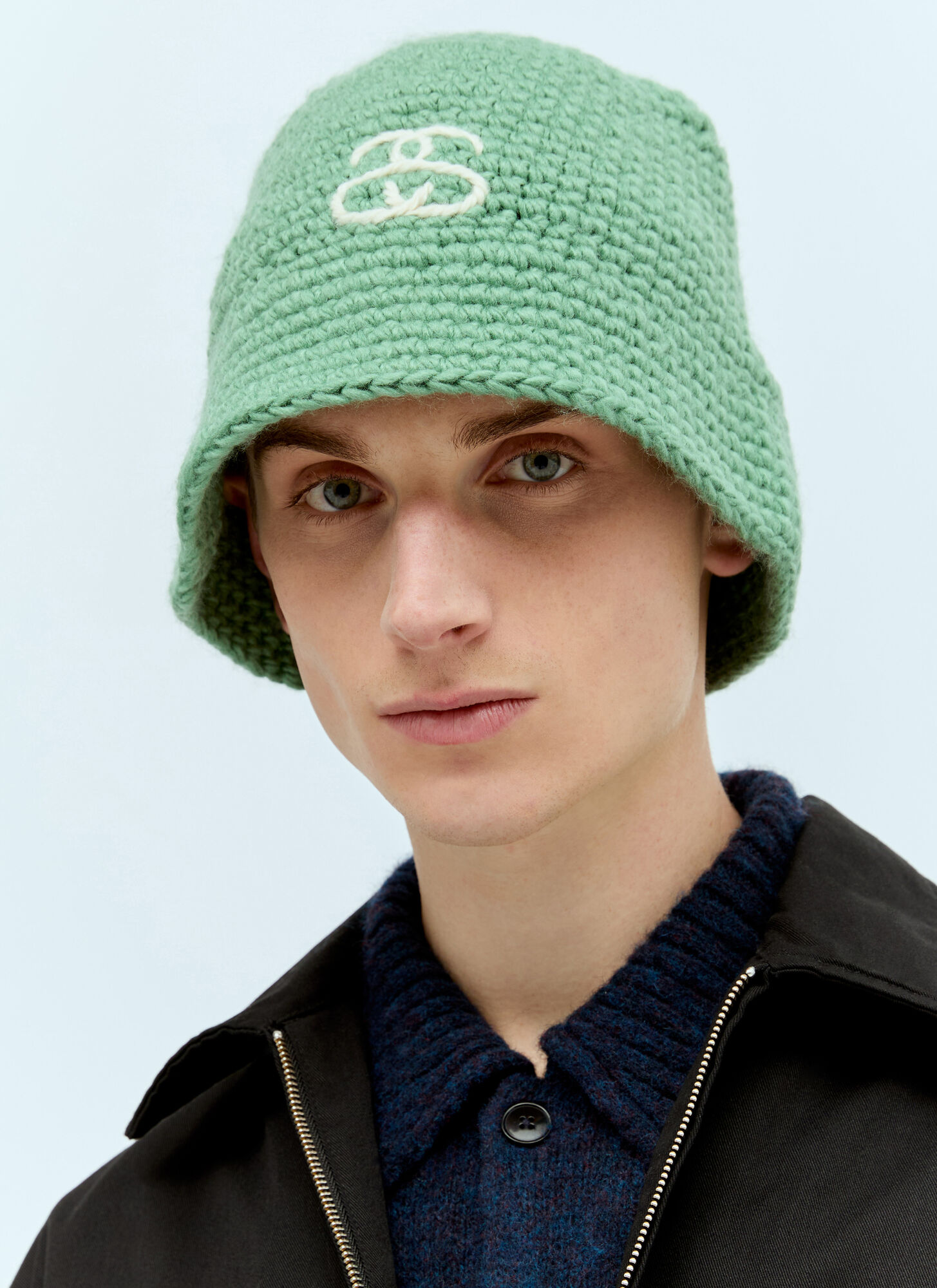 Shop Stussy Link Knit Bucket Hat In Green