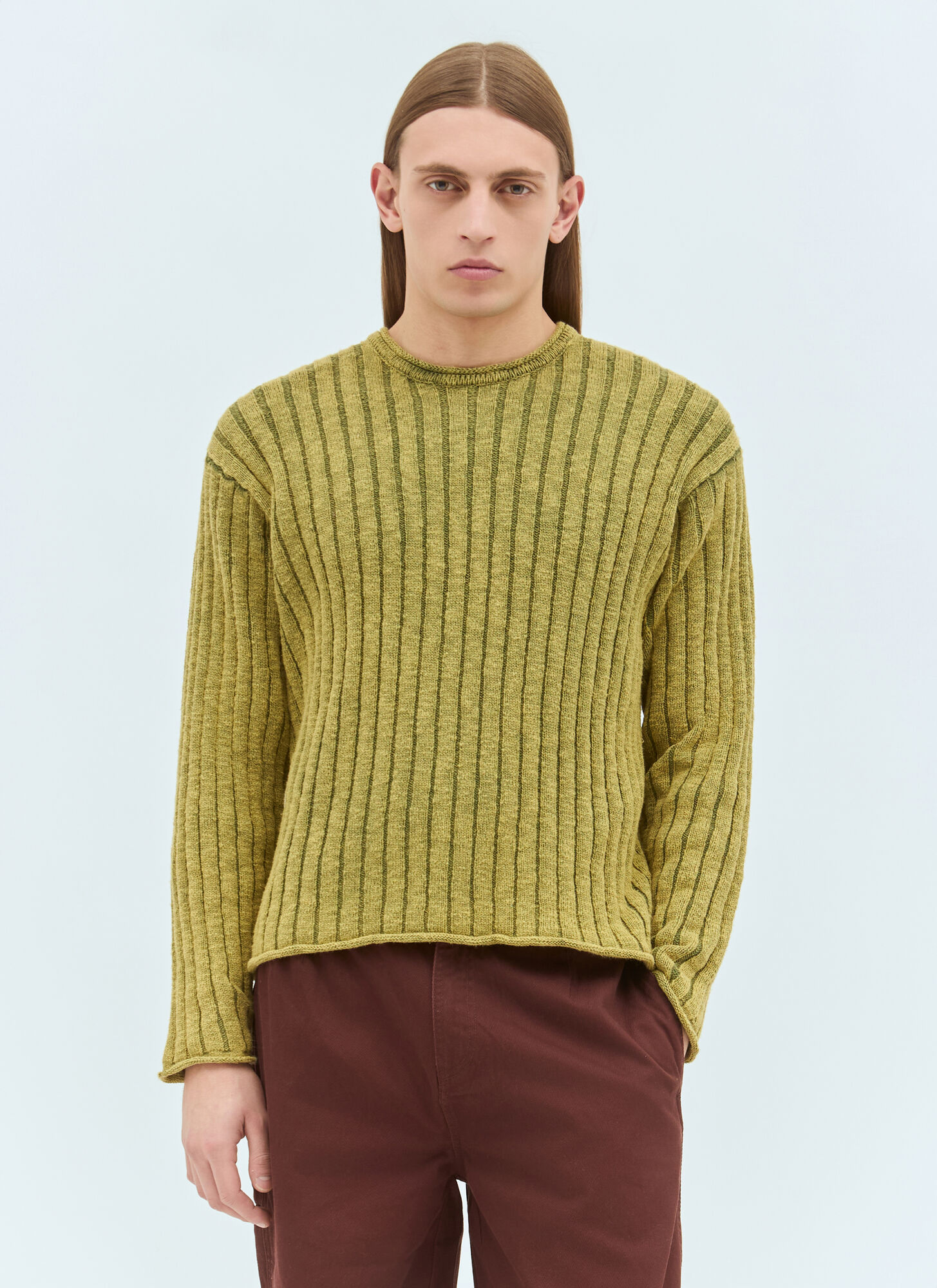 Stüssy Men's Green Ribbed Crewneck Sweater - Man Sweatshirts Xxl