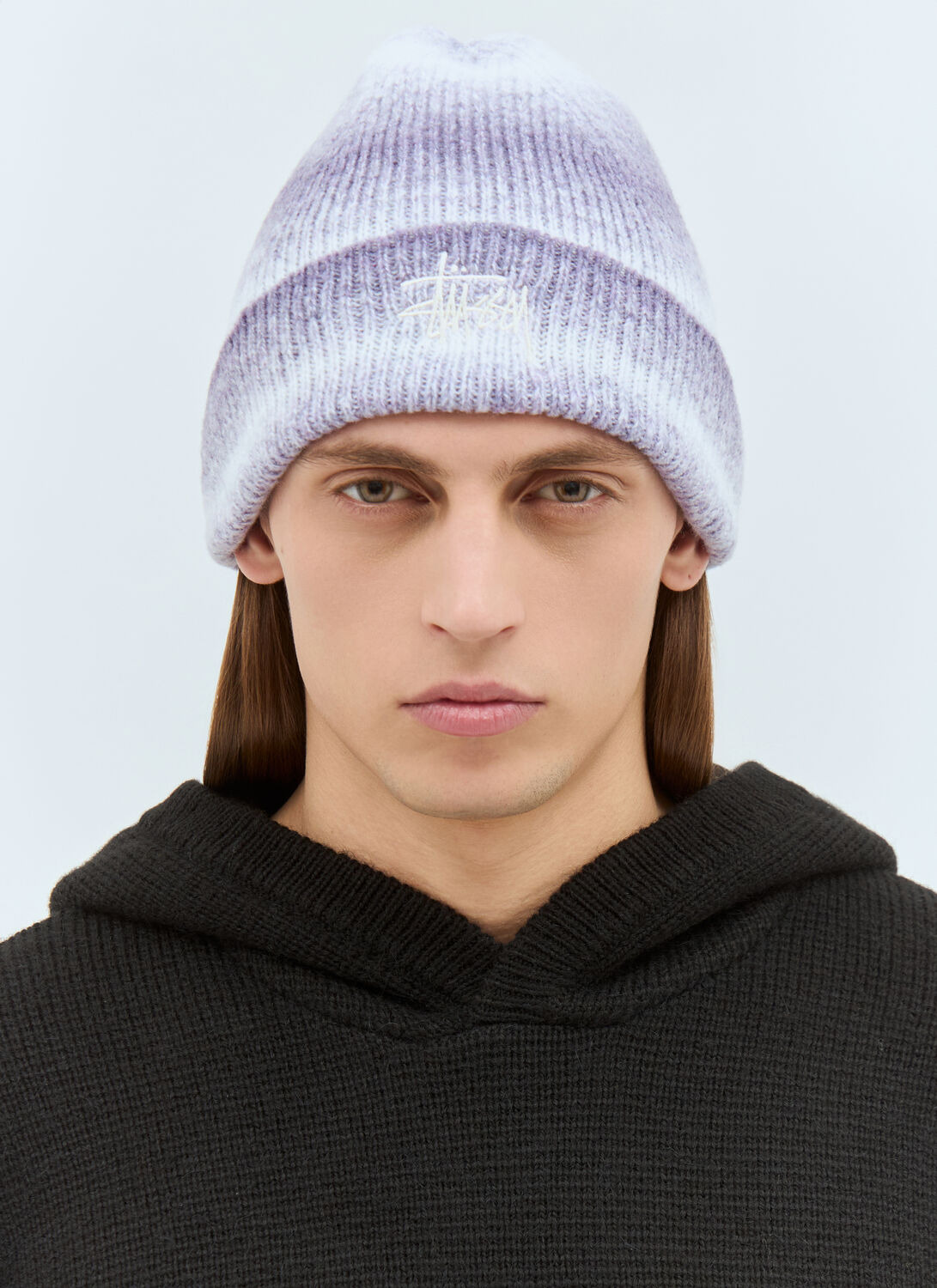 Stussy Cuff Basic Striped Beanie Hat In Purple