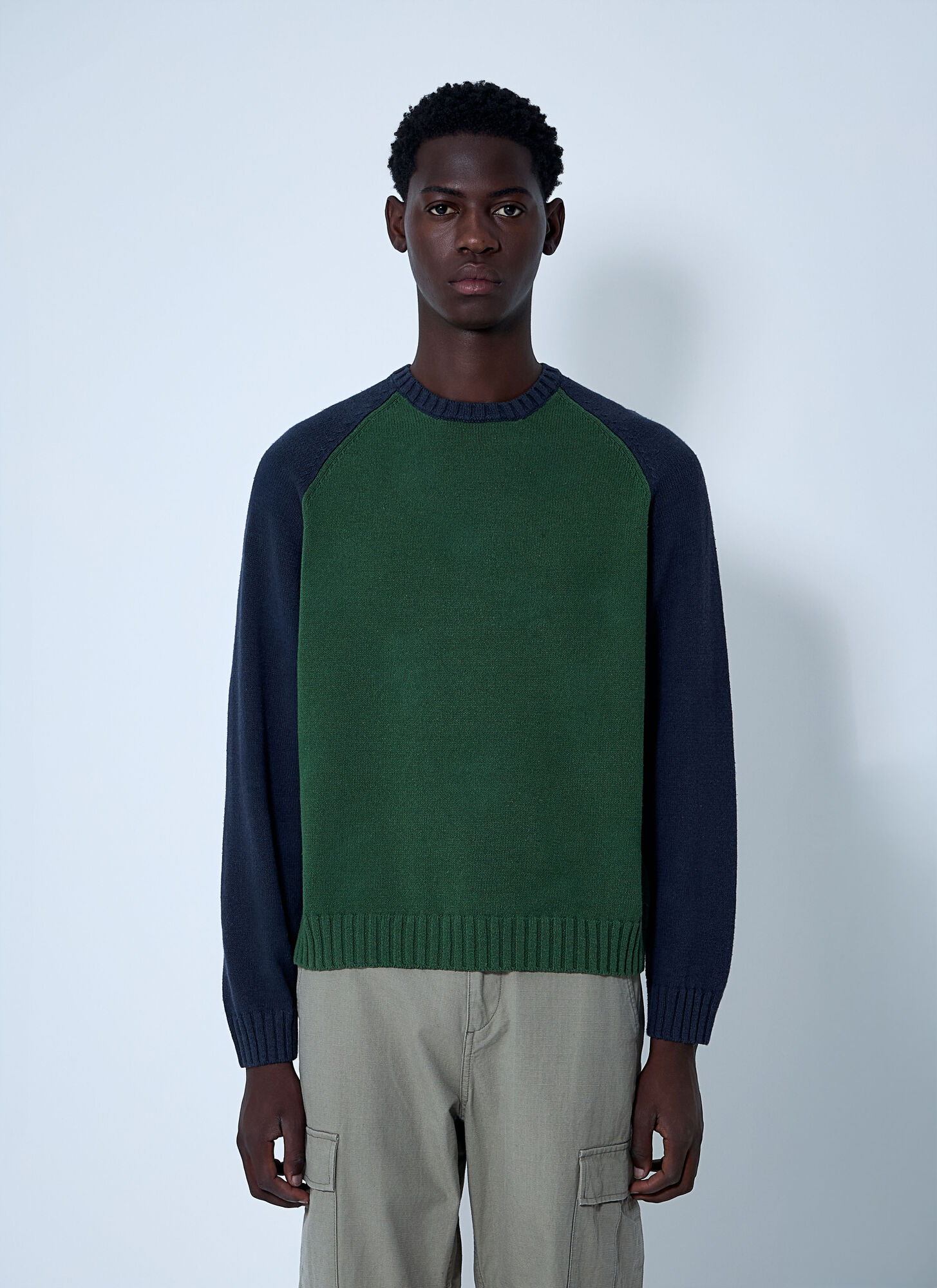 Stüssy Men's Green Colour-Block Sweater - Man Sweatshirts Xxl