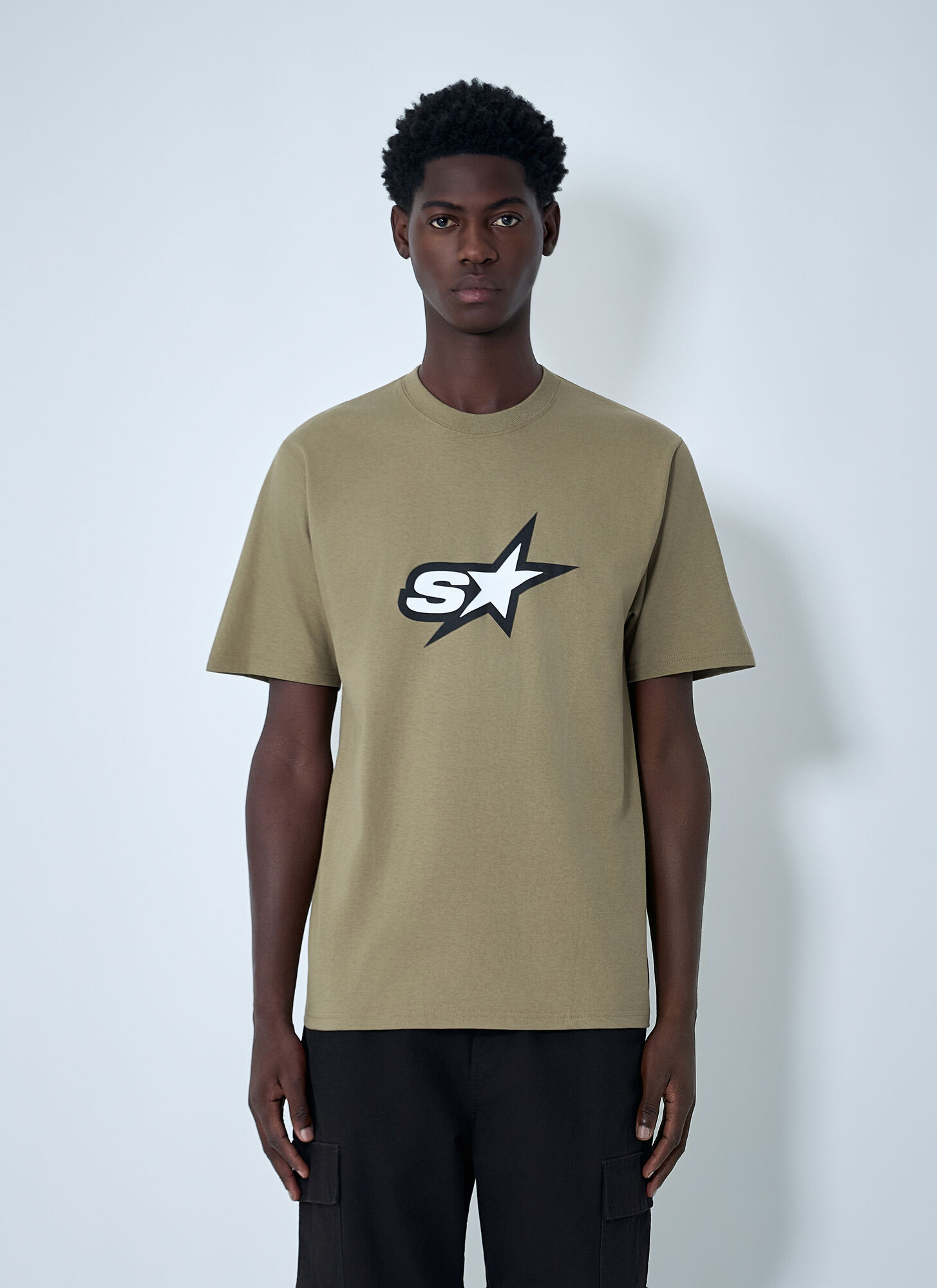 Stüssy Men's Olive Logo Motif T-Shirt - Man T-Shirts S