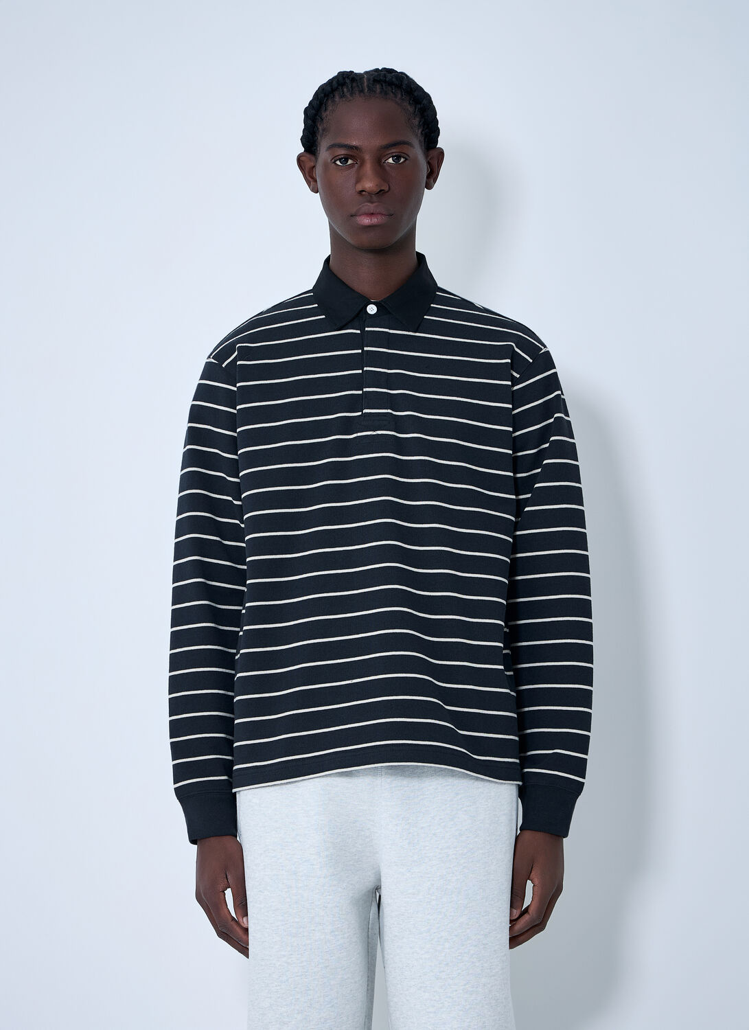 Stssy Striped Polo Shirt – Man Sweatshirts Black L