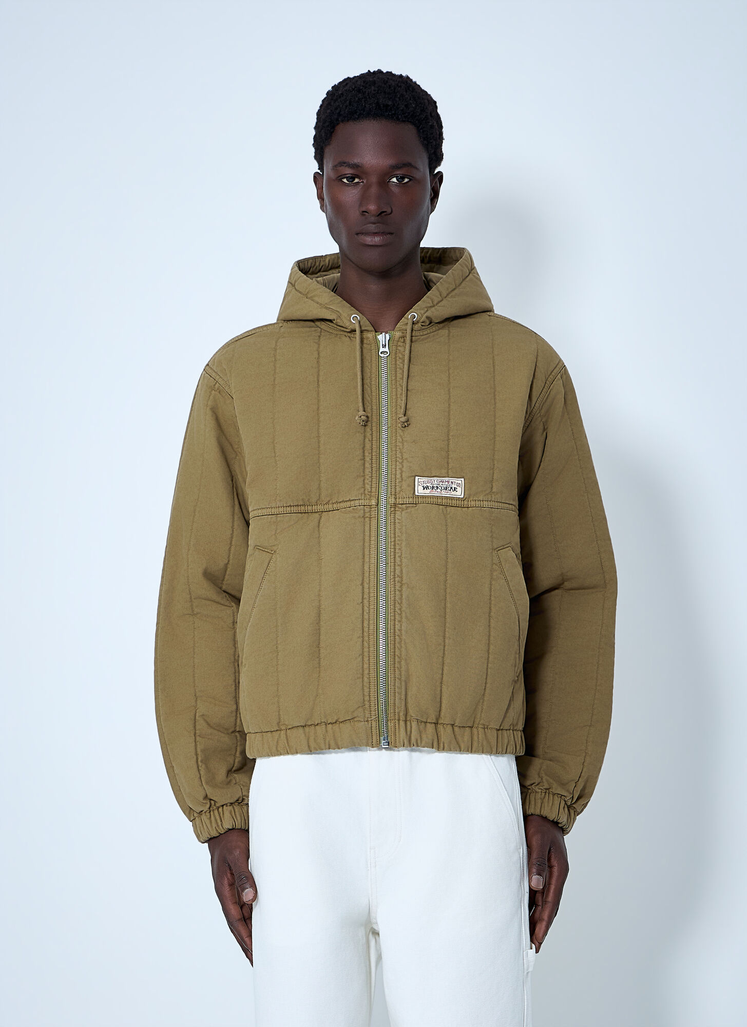 Stüssy Men's Olive Hooded Quilted Jacket - Man Jackets M