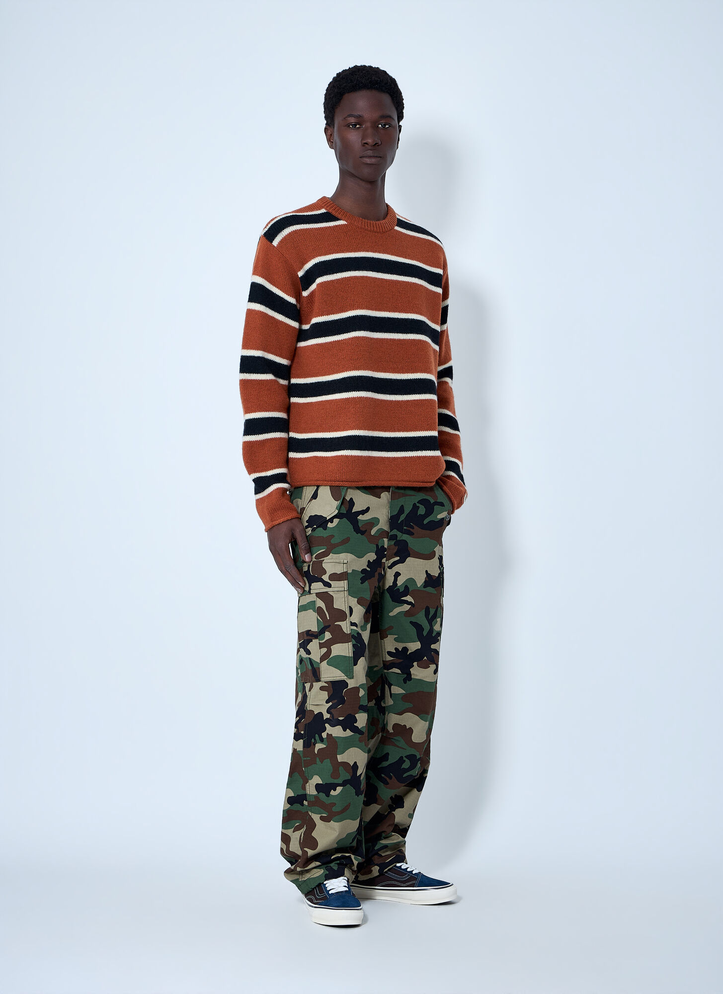  Stüssy Stüssy Striped Wool-blend Sweater - Mann Strick Orange Xl 