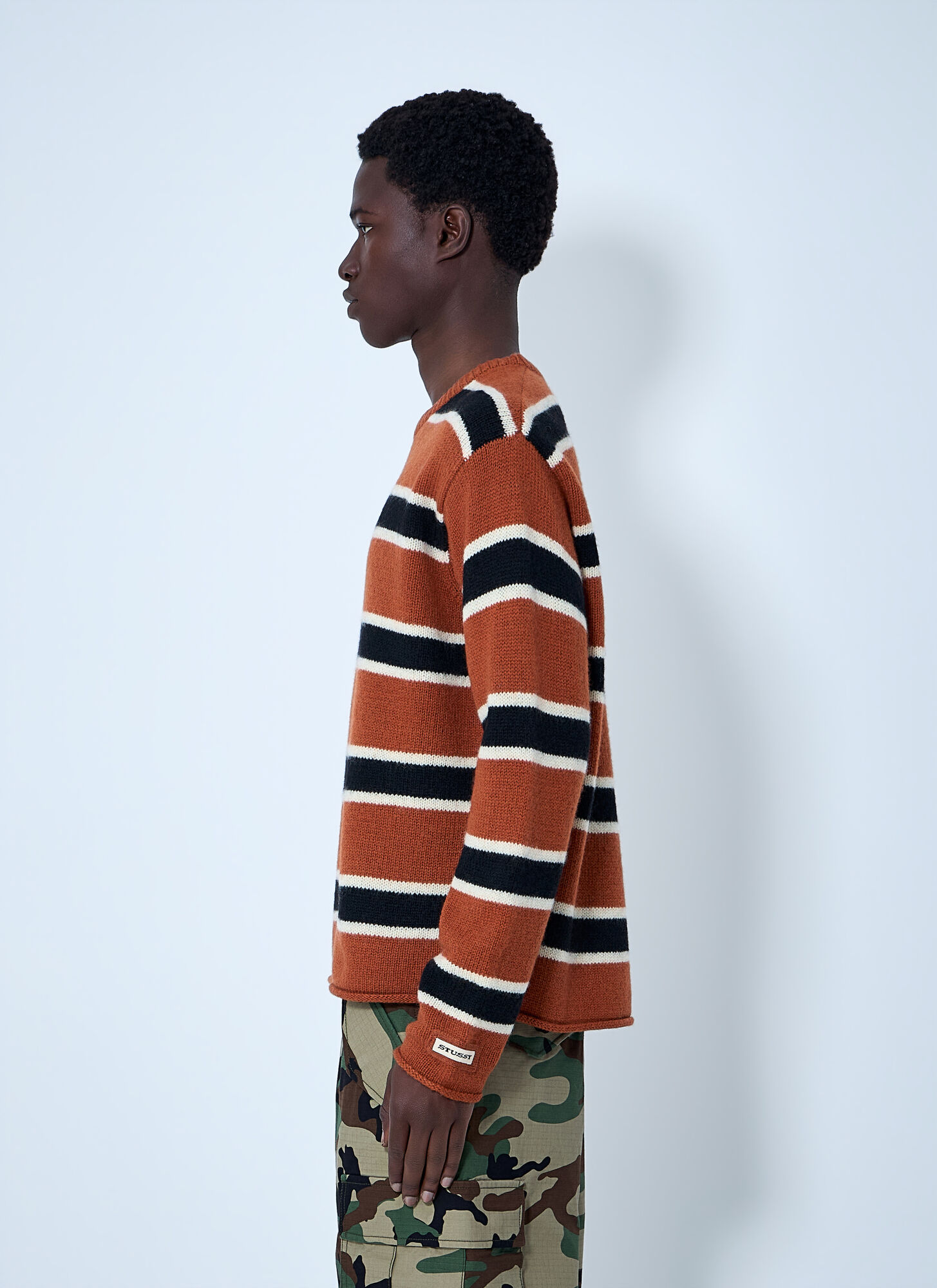  Stüssy Stüssy Striped Wool-blend Sweater - Mann Strick Orange Xl 