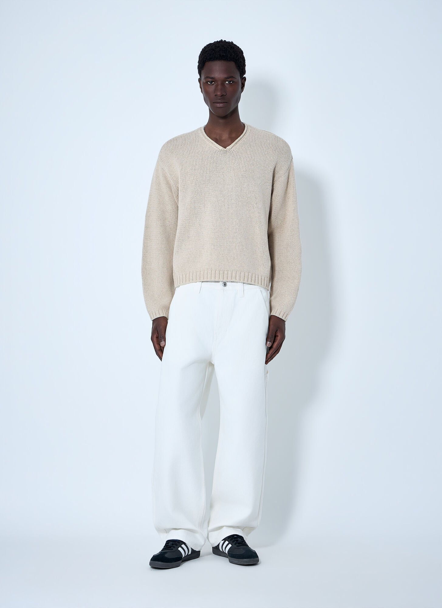 Stüssy Stüssy V-neck Knit Sweater - Mann Strick Beige Xl 