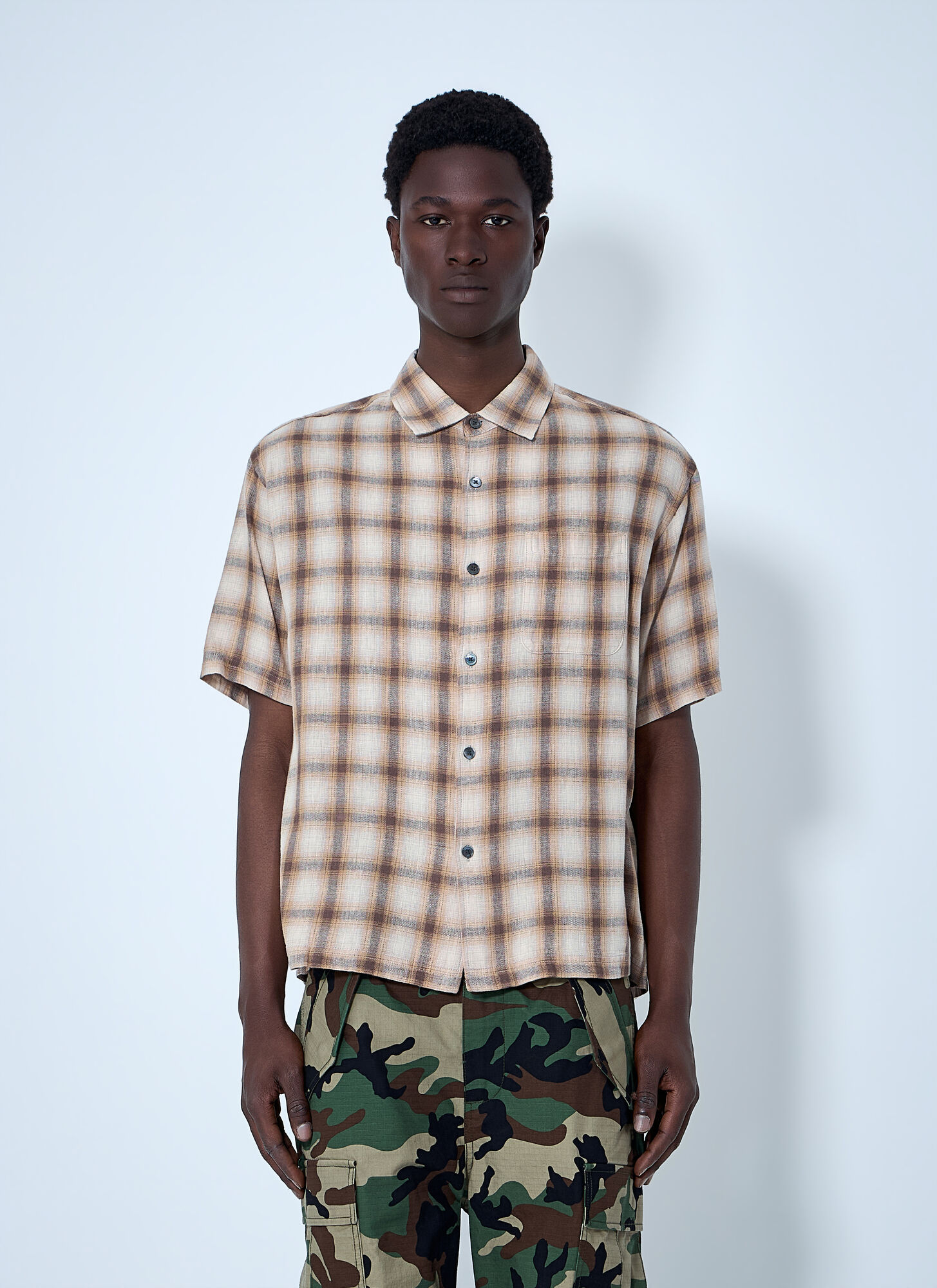 Stüssy Men's Brown Short-Sleeve Check Shirt - Man Shirts Xxl