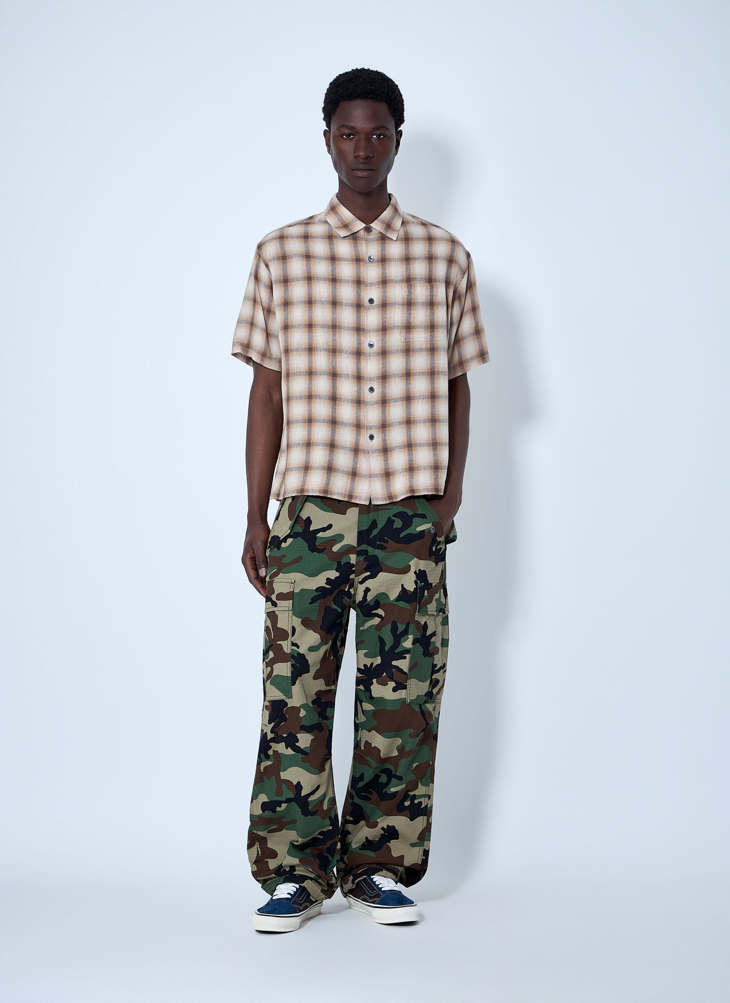  Stüssy Stüssy Short-sleeve Check Shirt - Mann Hemden Brown M 