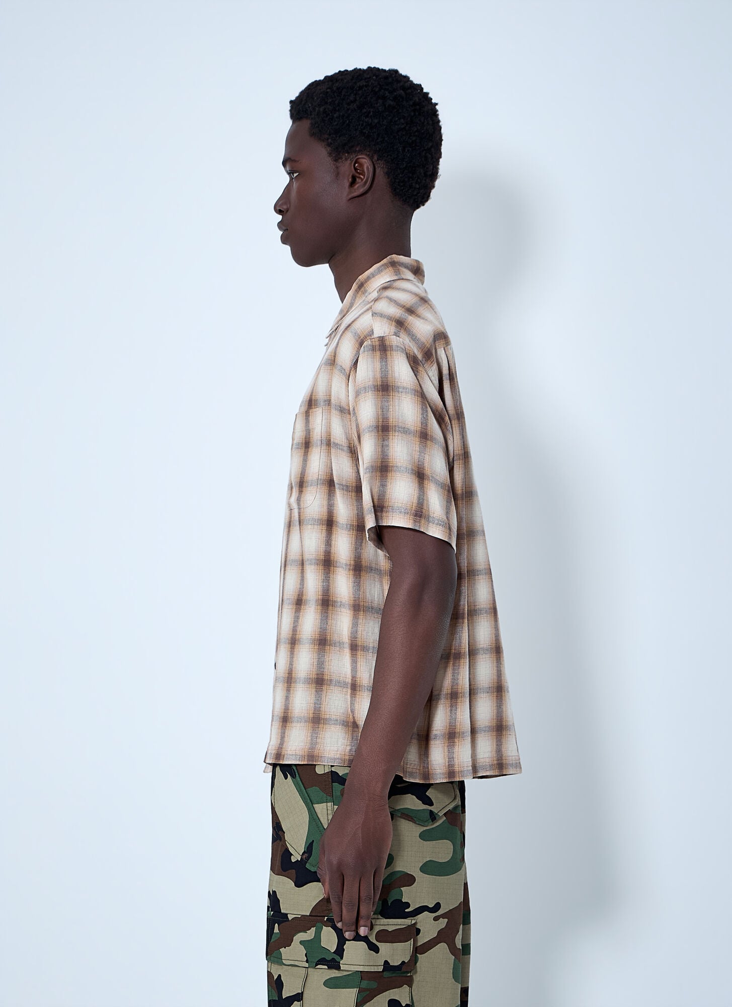  Stüssy Stüssy Short-sleeve Check Shirt - Mann Hemden Brown M 