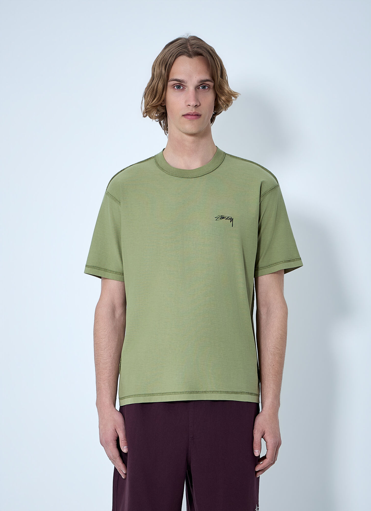Stüssy Men's Olive Lazy Ss T-Shirt - Man T-Shirts S