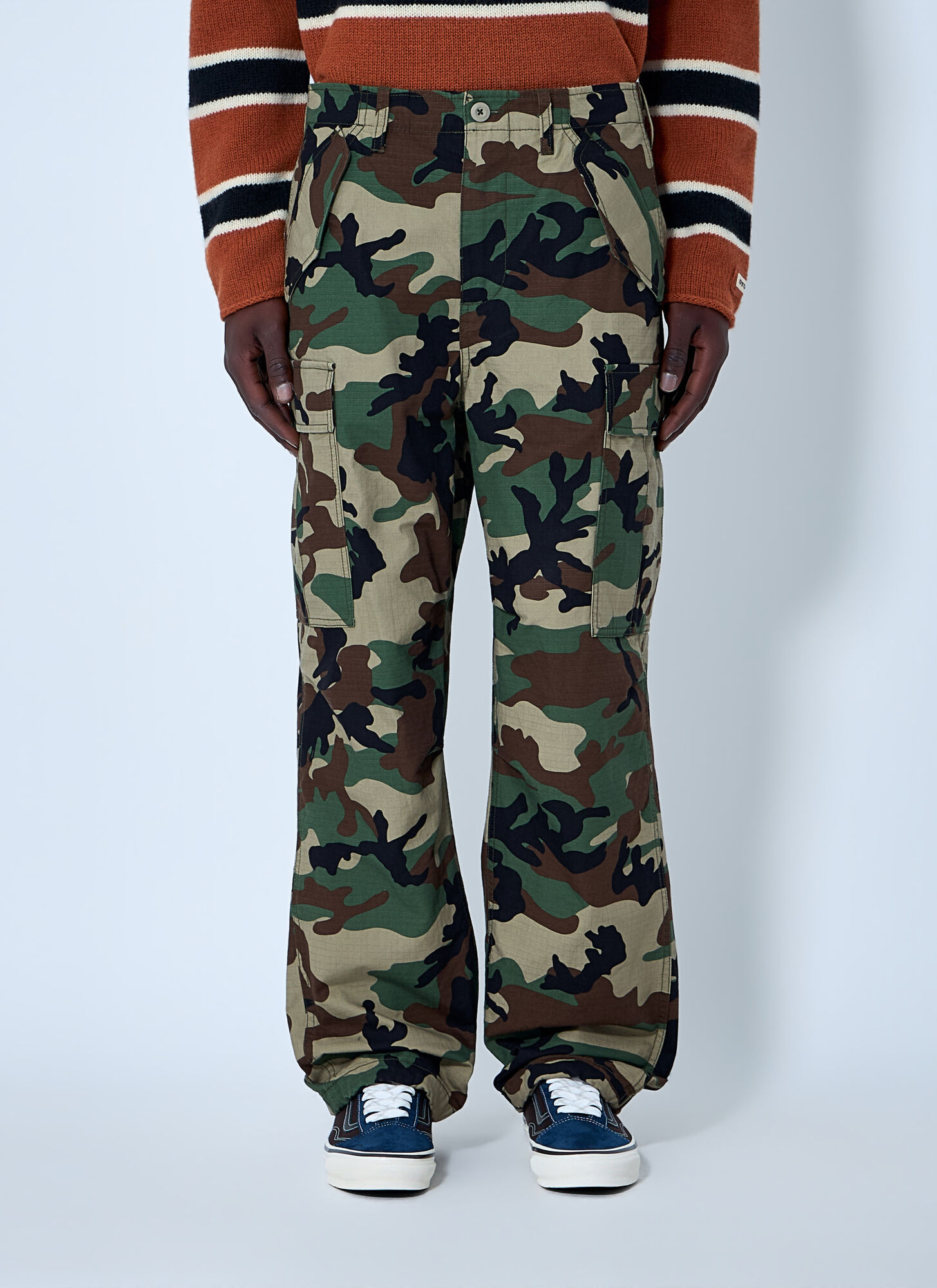 Stüssy Men's Green Cargo Trousers In Camouflage Weave - Man Pants 36