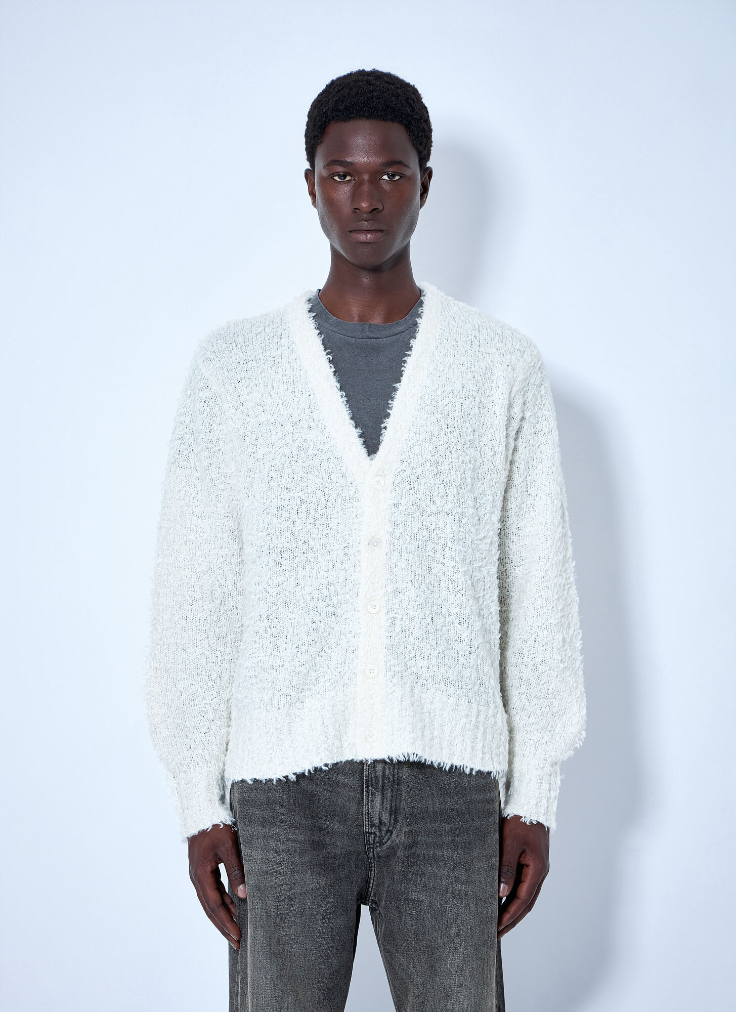 Stüssy Men's White Textured Cardigan - Man Knitwear M