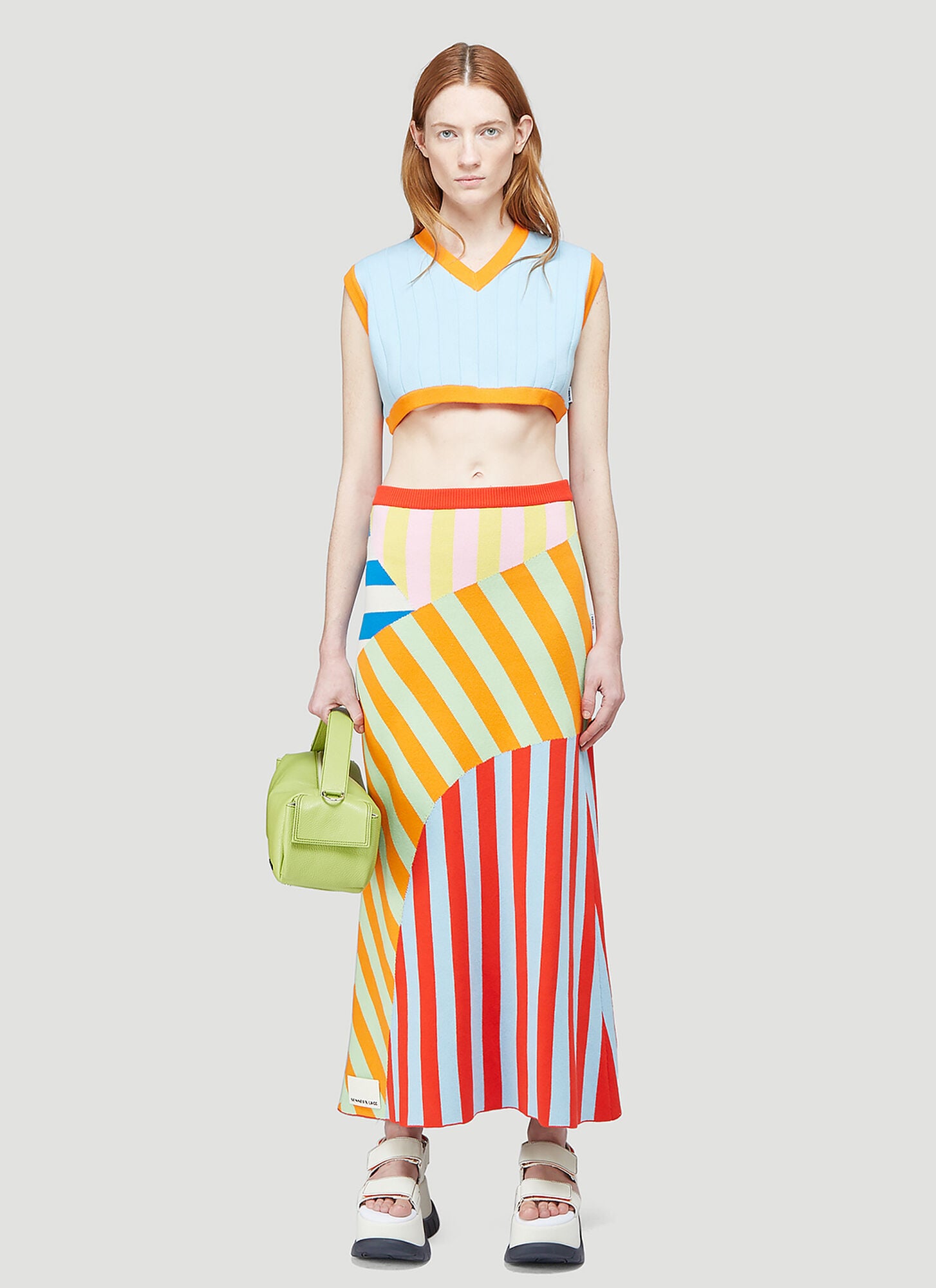  Sunnei Sunnei Patchwork Knit Skirt - Frau Röcke Green M 
