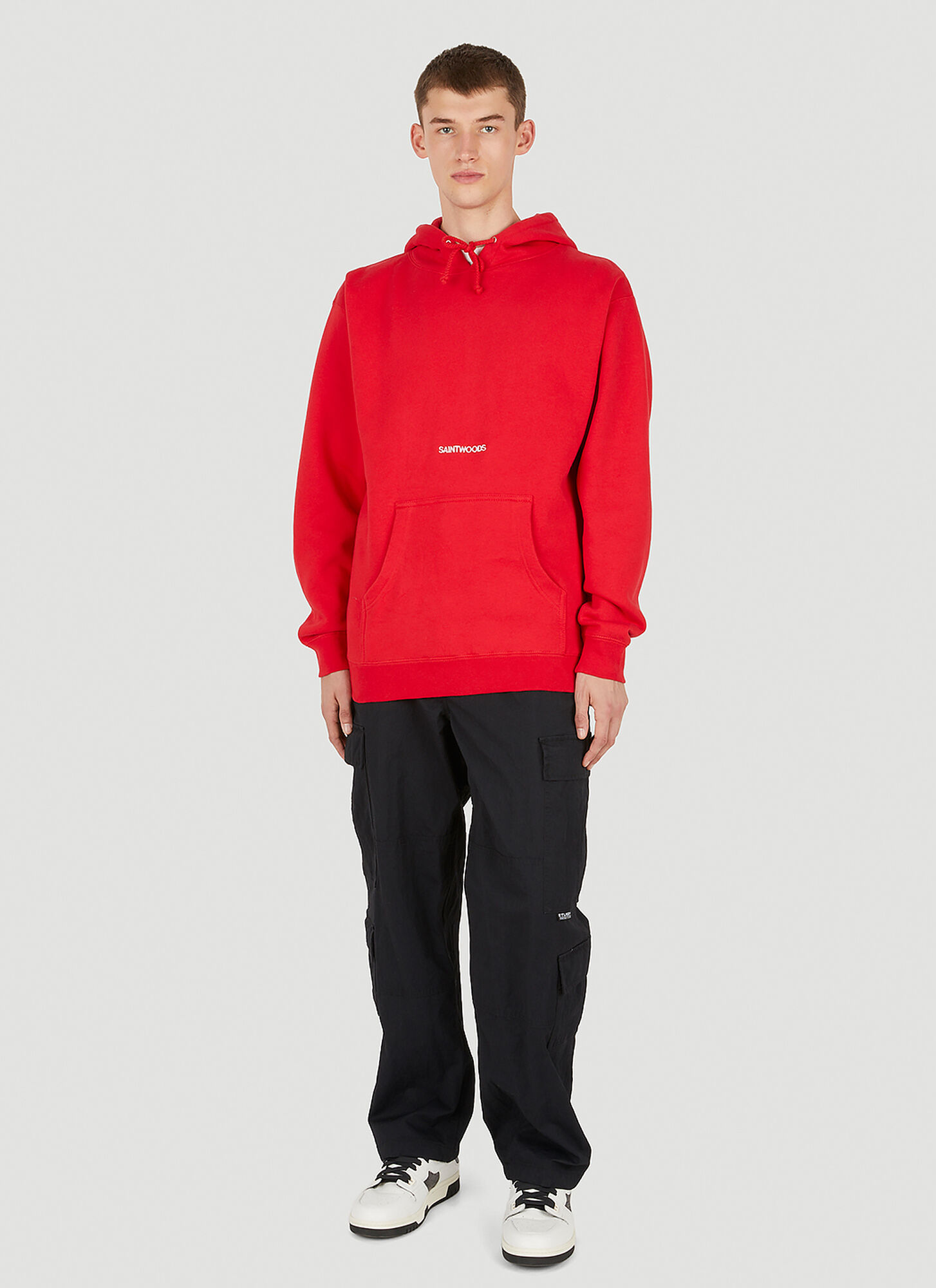 Saintwoods Saintwoods Logo Embroidery Hooded Sweatshirt - Mann Sweatshirts Red S 