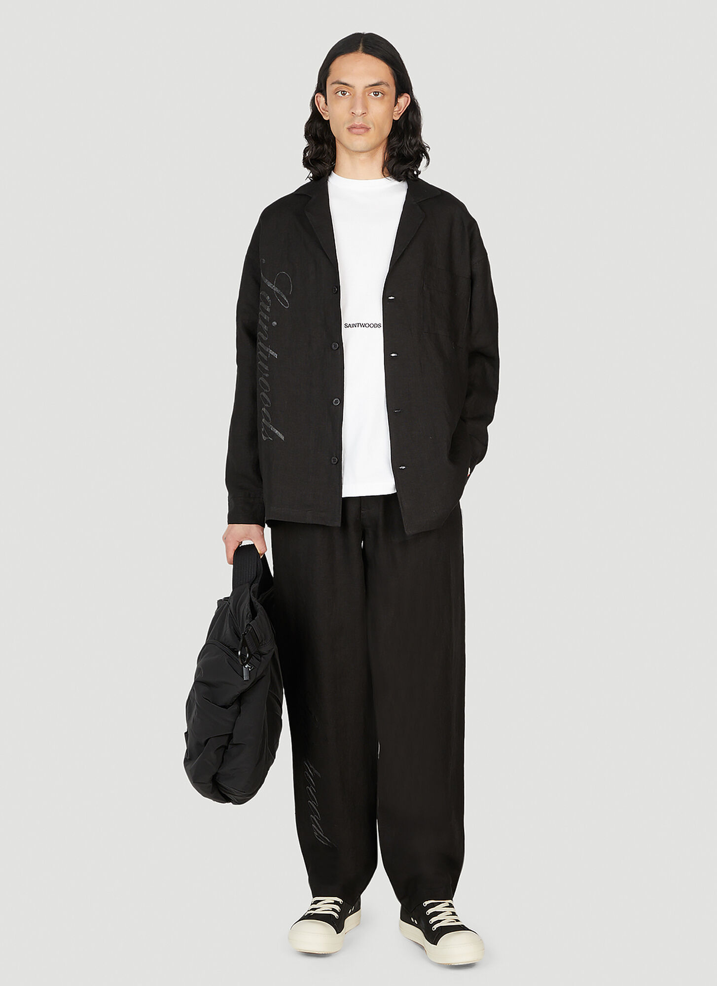  Saintwoods Saintwoods Logo Print Pyjama Pants - Mann Hosen Black L 