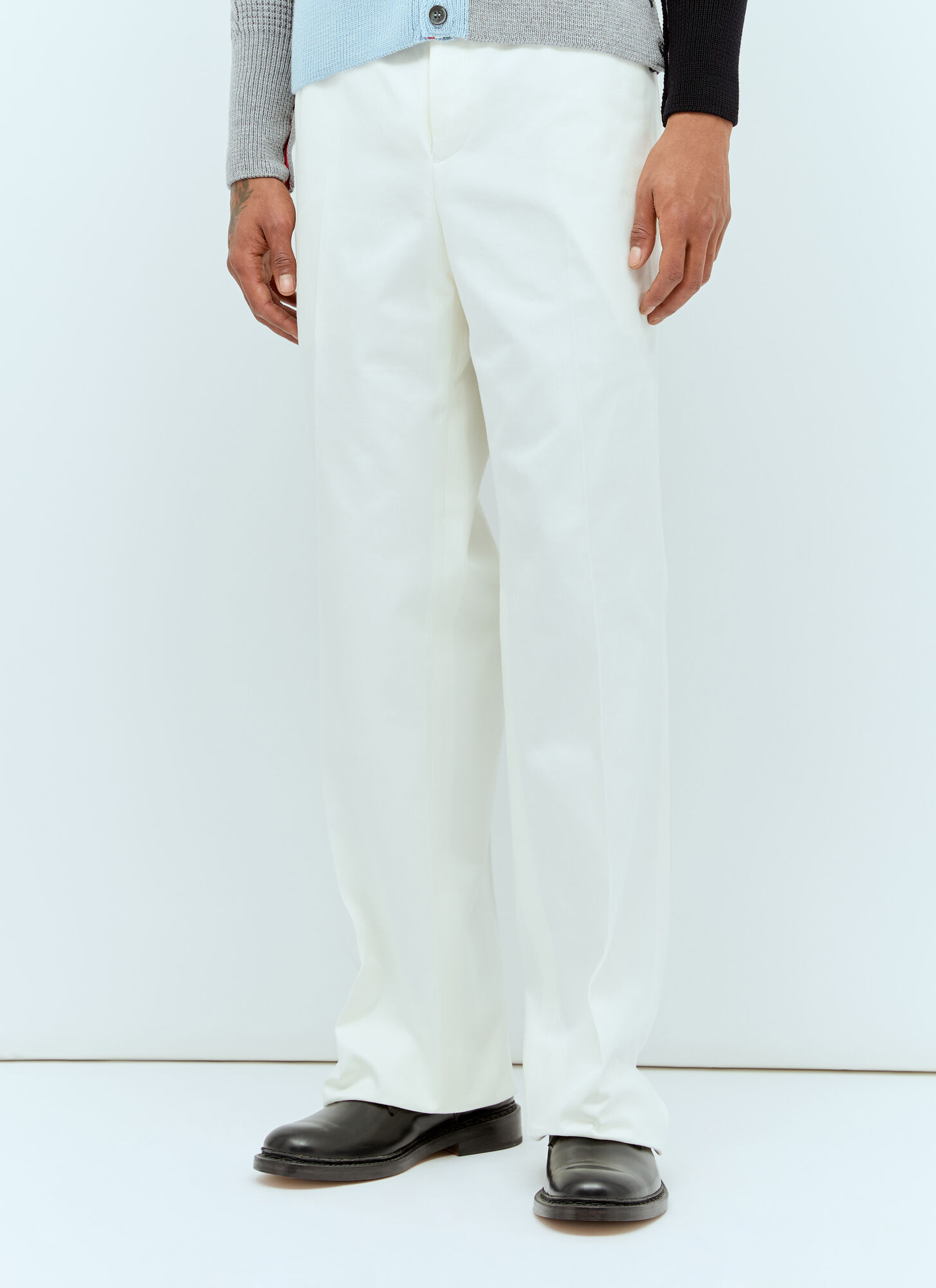 Shop Thom Browne Low-rise Twill Pants In White