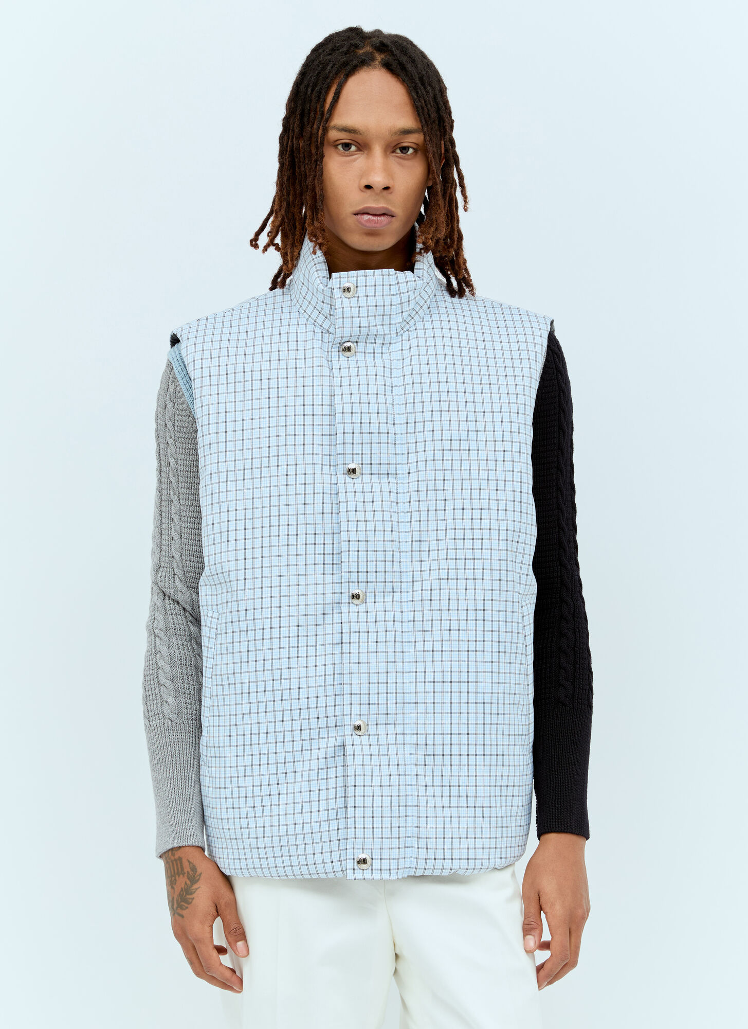 Thom Browne Four-bar Reversible Vest In Blue