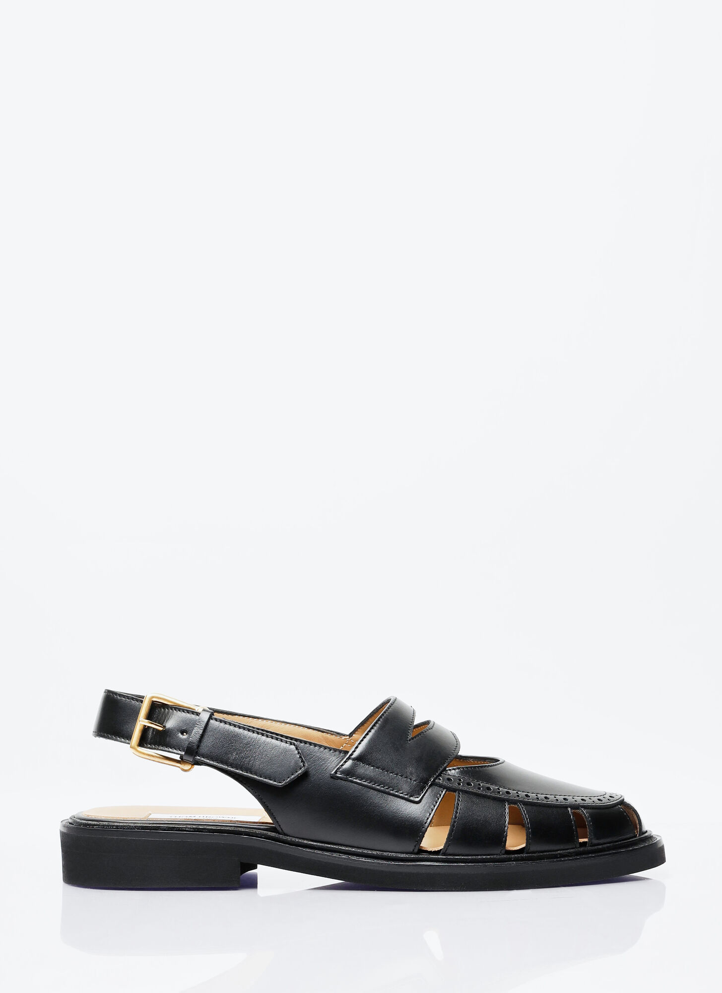 Thom Browne Cut-out Slingback Loafer Sandals In Black