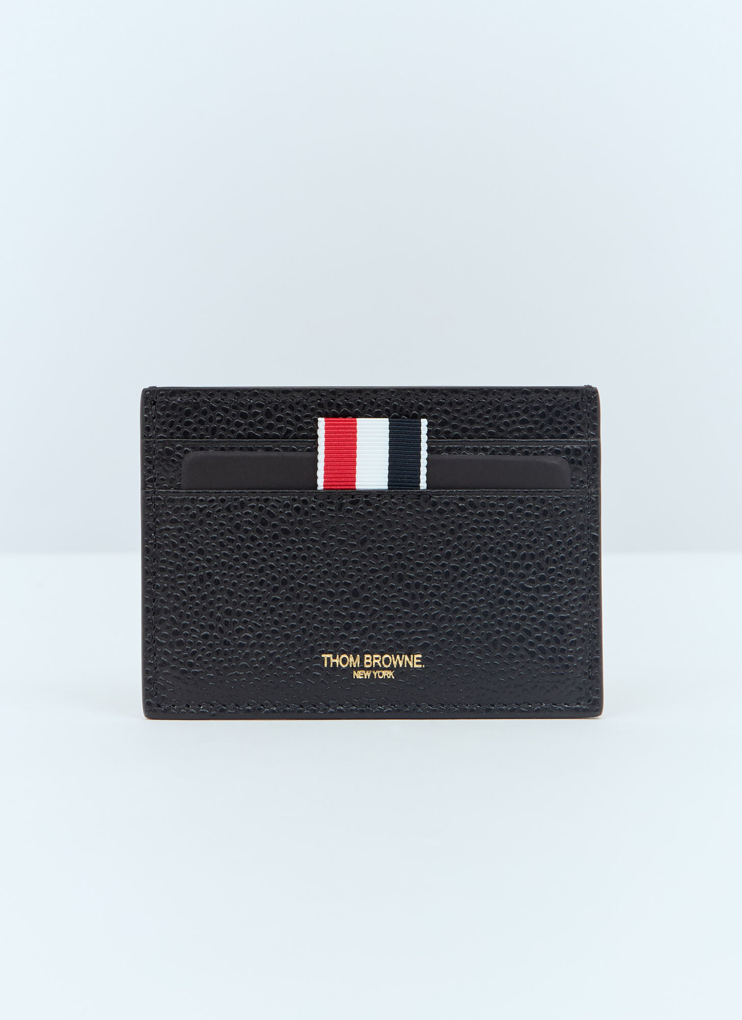 Shop Thom Browne Leather And Canvas Cardholder In Black
