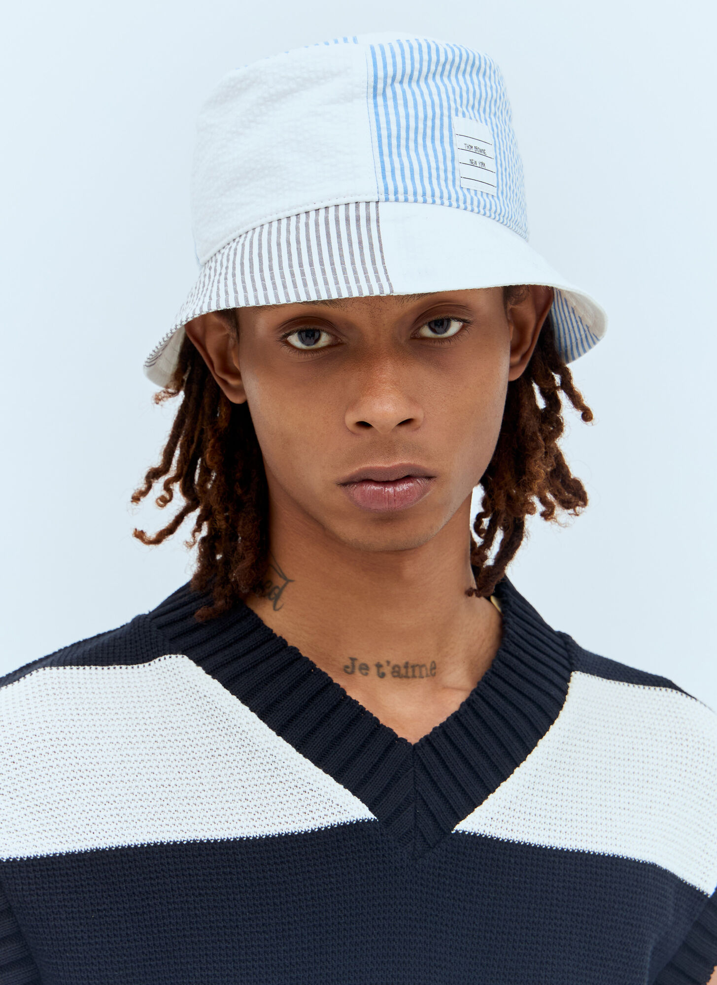 Thom Browne Quarter Bucket Hat - Man Hats Blue M　Thom Browne クォーター バケット ハット - マンハット ブルー M Thom