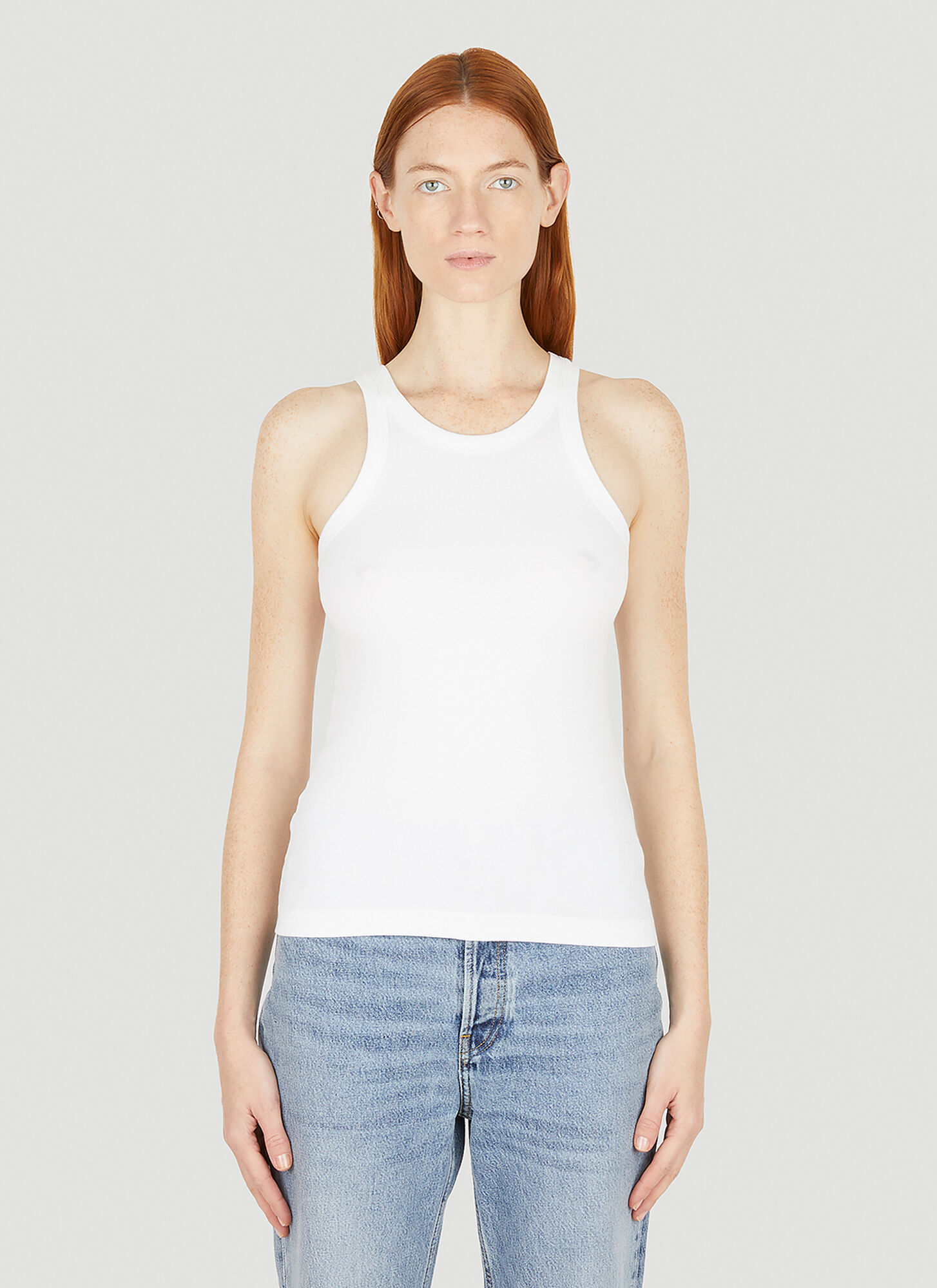 Toteme Women's White Curved Rib Tank Top - Woman Tops L