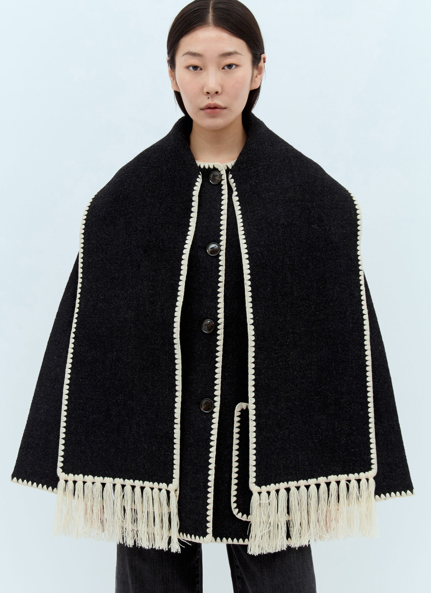 Totême Toteme Embroidered Scarf Jacket In Grey