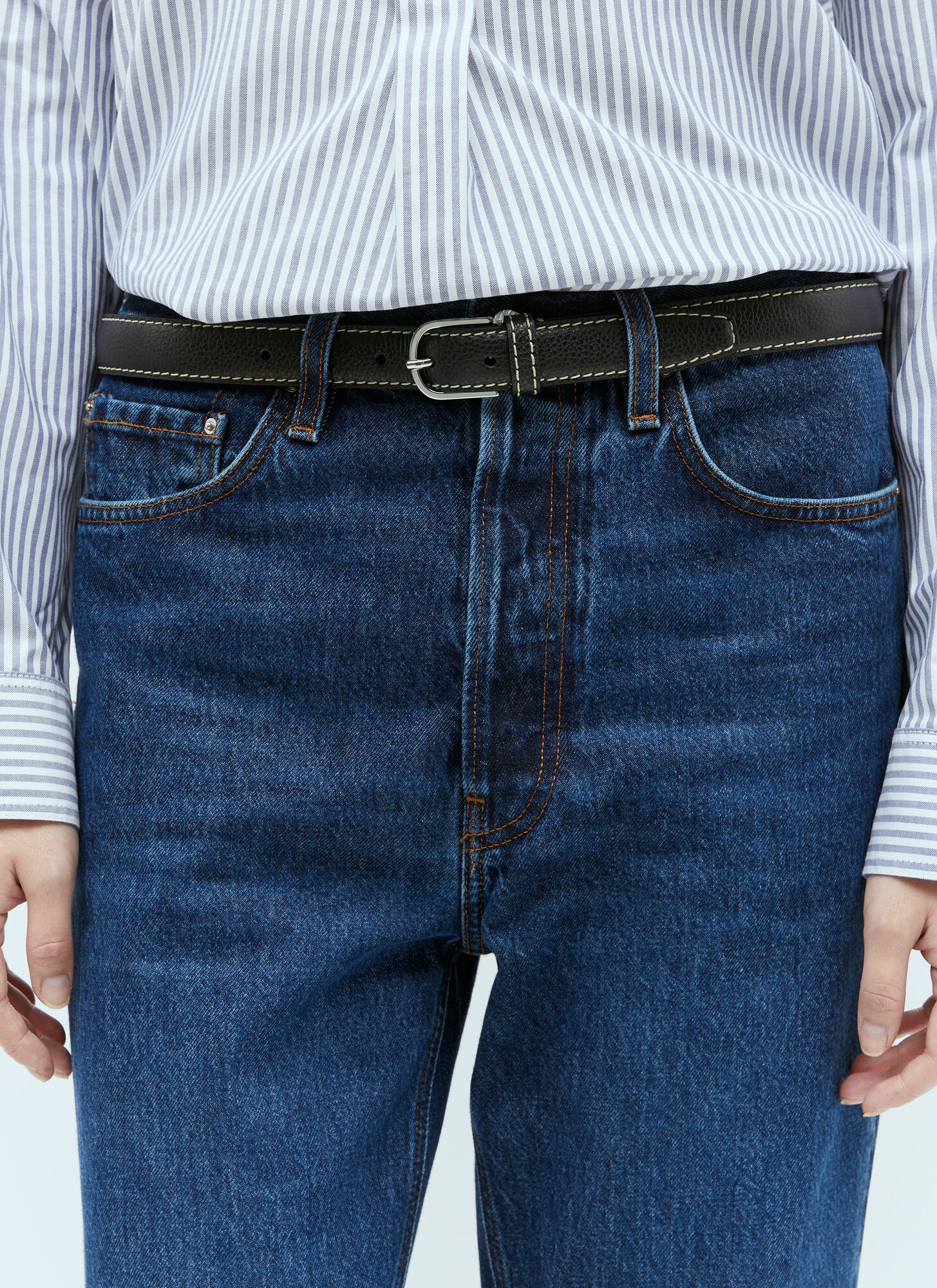  Toteme Toteme Slim Leather Belt - Frau Gürtel Black 80 